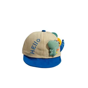HELLO DINO APPLIQUE CAP - BEIGE & BLUE