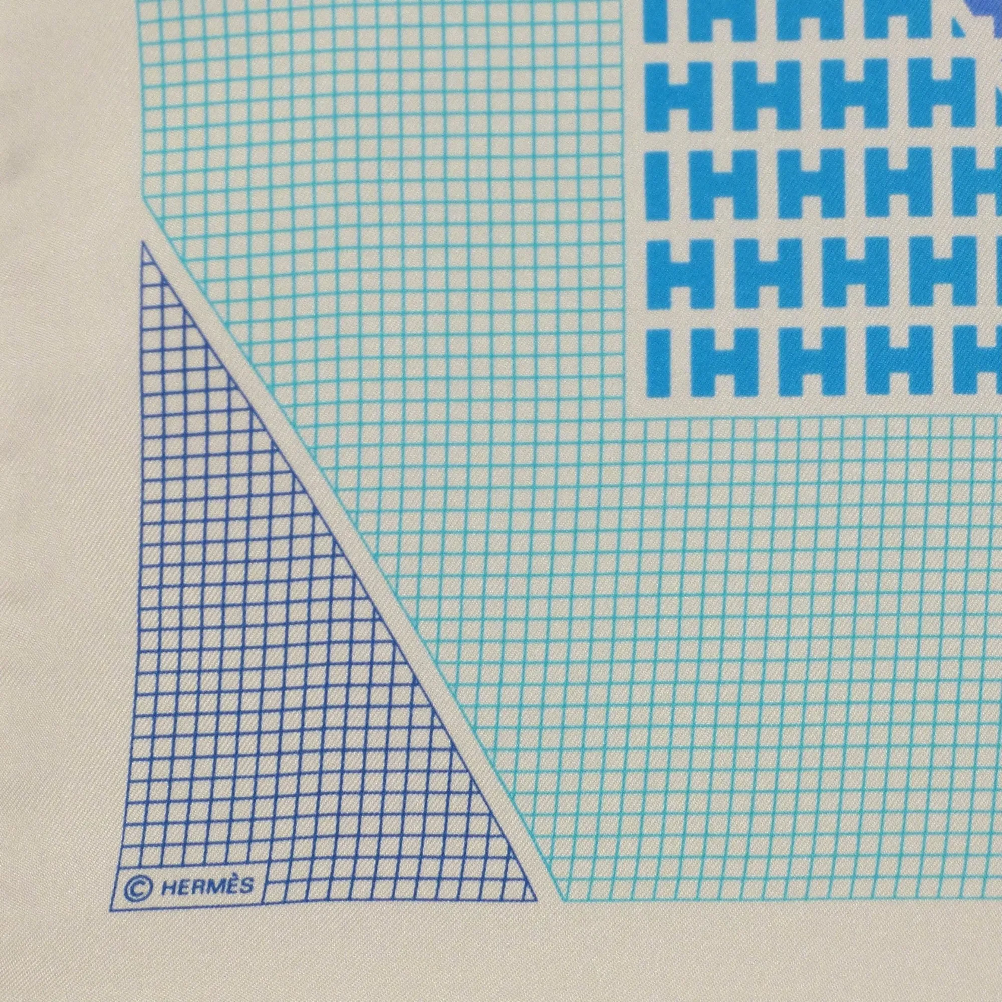 HERMES- "H en Bias"  Silk Twill Scarf
