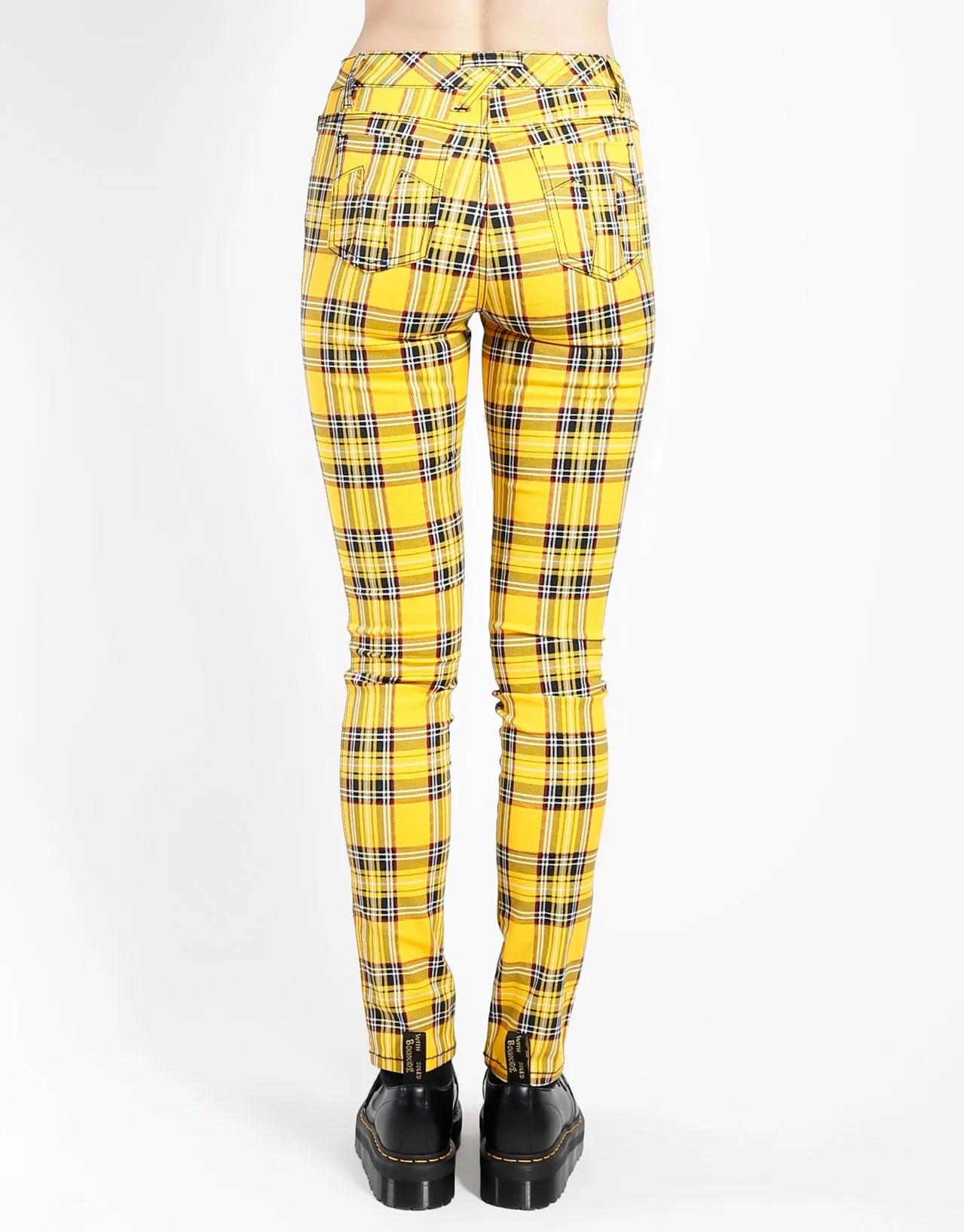 HIGH WAIST T-BACK JEAN YELLOW PLAID
