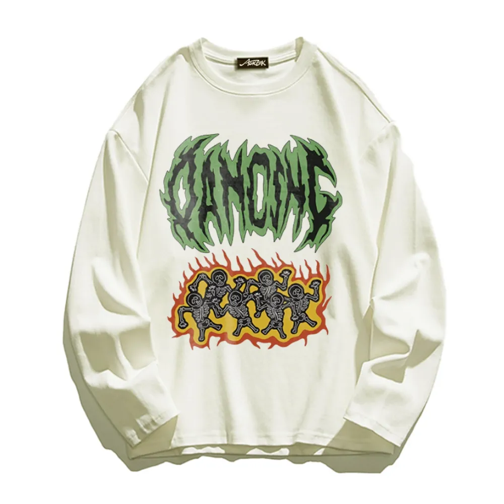 Hip Hop Dancing Skeleton Long Sleeve Shirt