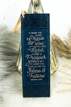 I Know The Plans Floral Trellis Blue Faux Leather Page Marker