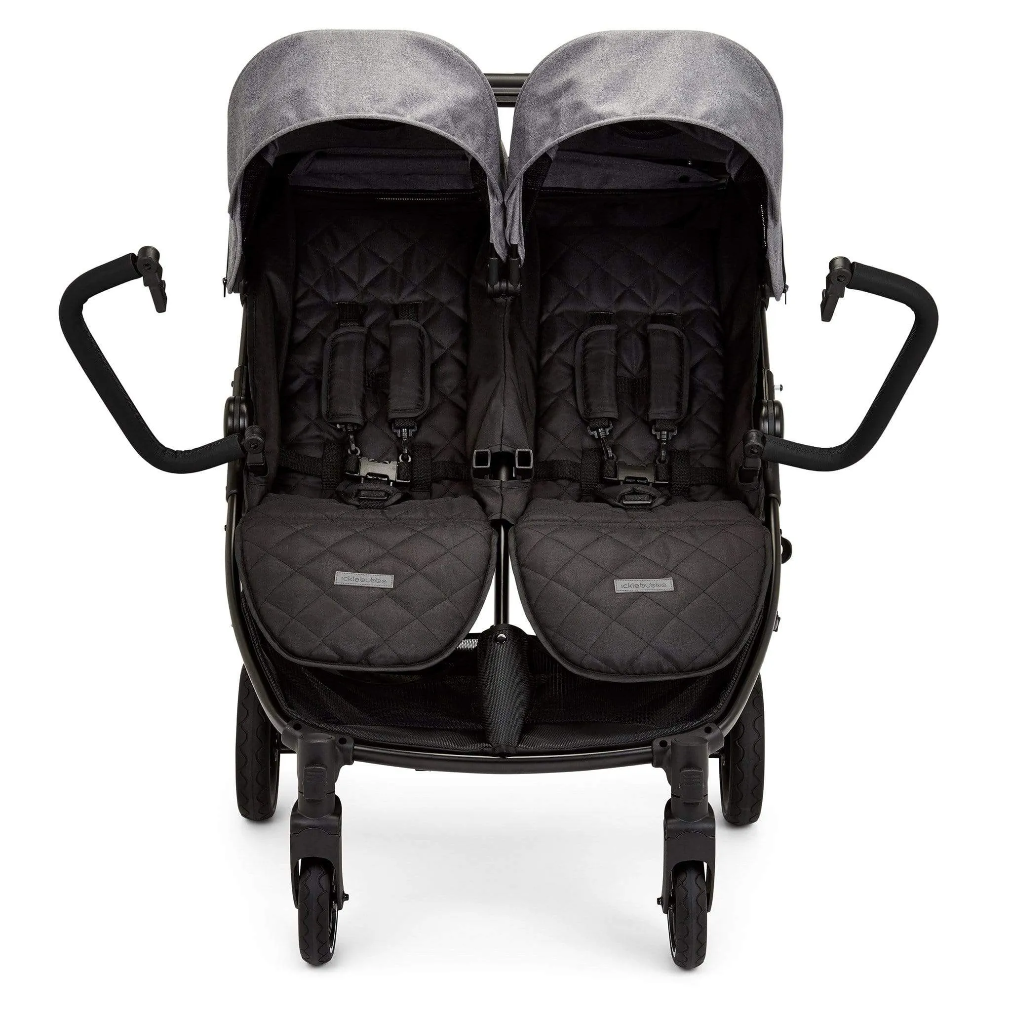 Ickle Bubba Venus Double Stroller in Black/Space Grey/Black