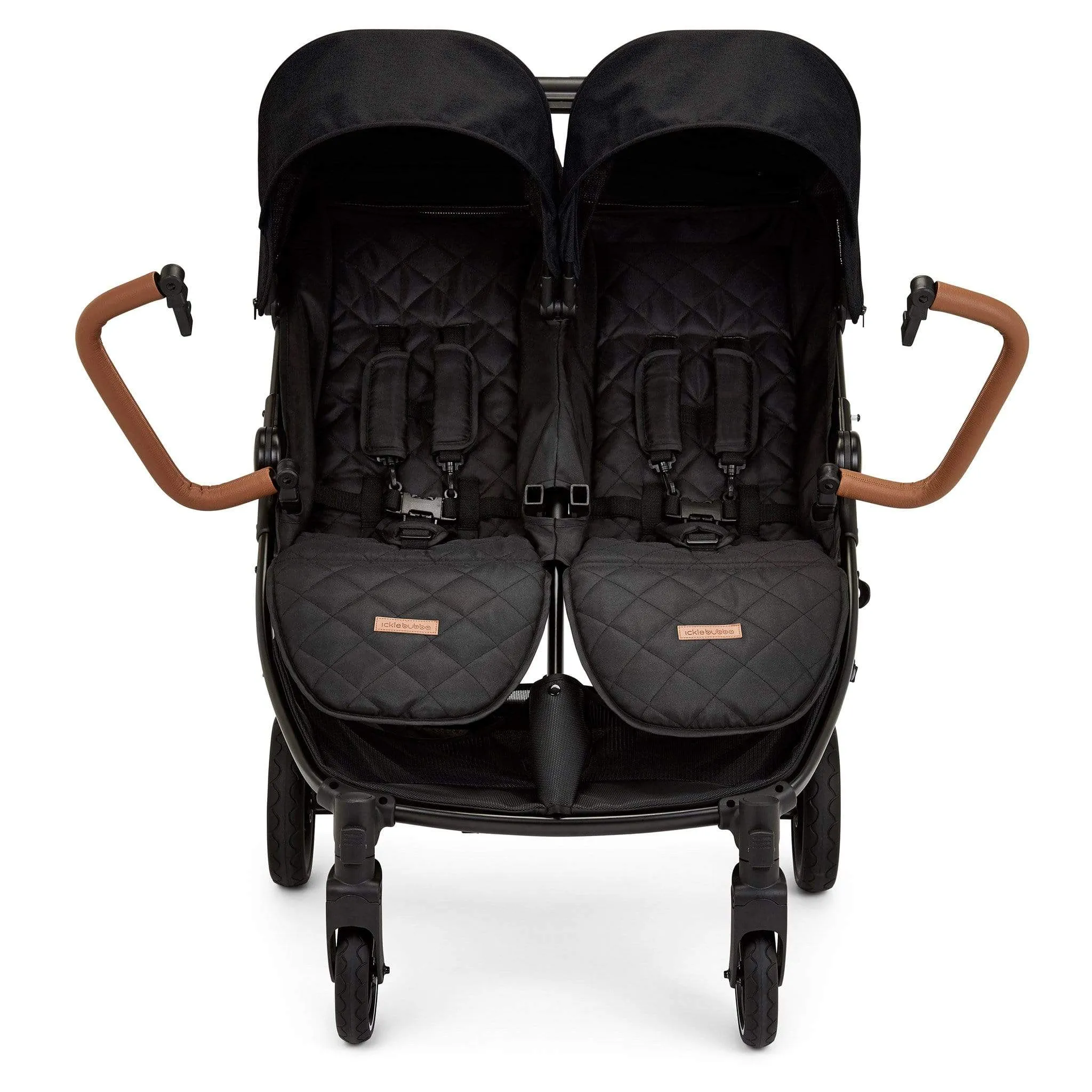 Ickle Bubba Venus Max Double Stroller in Black/Black/Tan