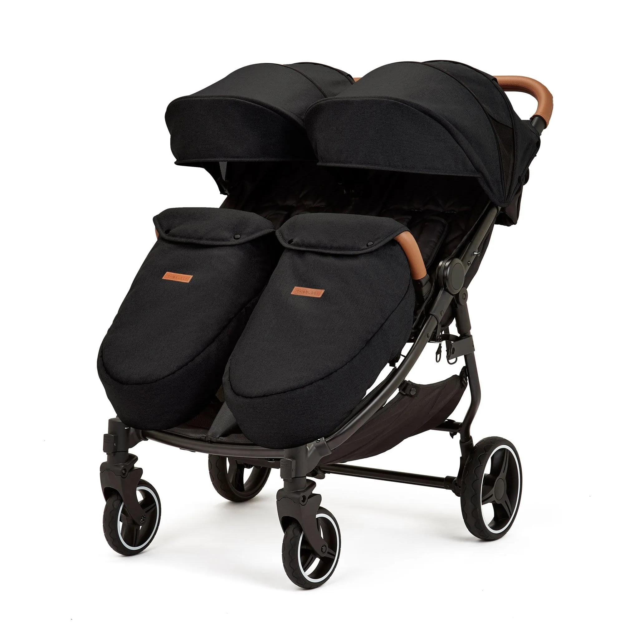 Ickle Bubba Venus Max Double Stroller in Black/Black/Tan