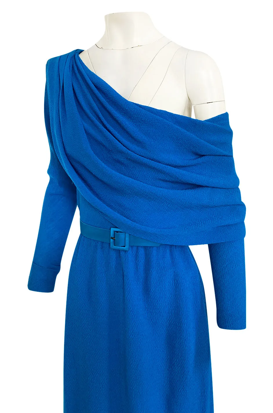 Important Spring 1993 Yves Saint Laurent Haute Couture One Shoulder Silk Crepe Dress