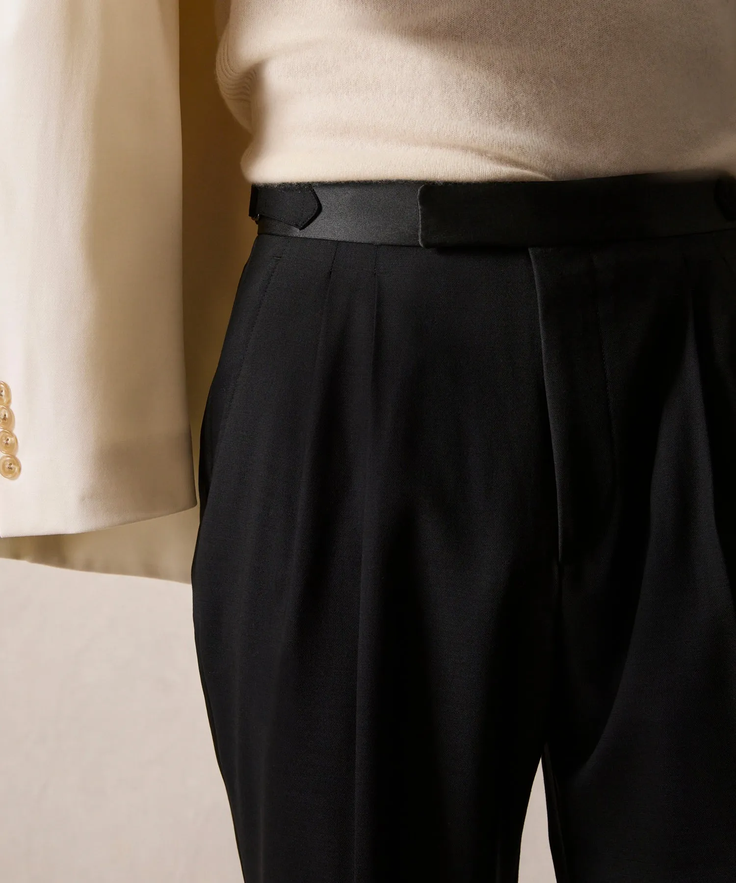 Italian Wool Relaxed Tuxedo Trouser