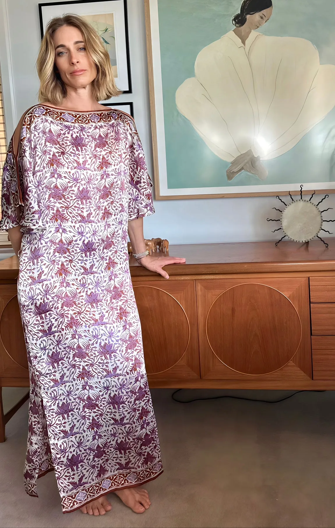 Ithaca Kaftan in Purple Silk