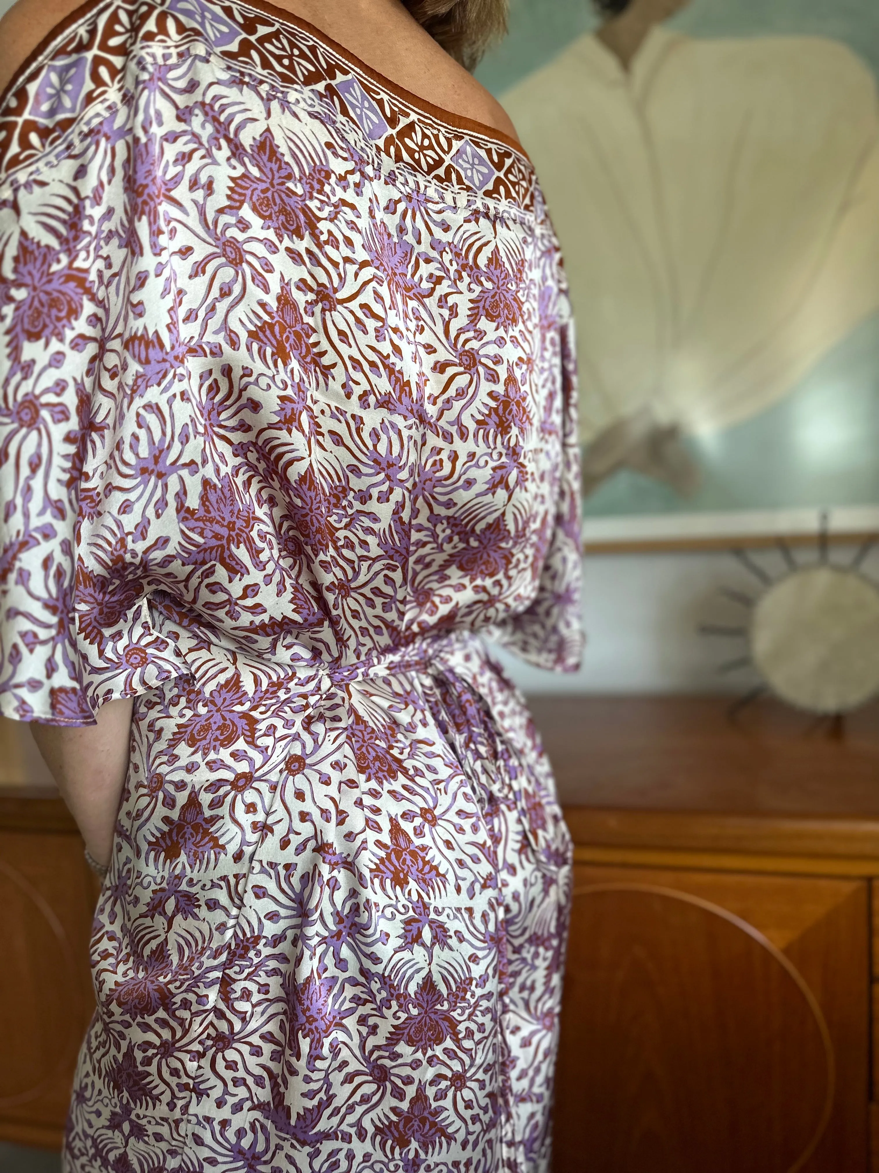 Ithaca Kaftan in Purple Silk