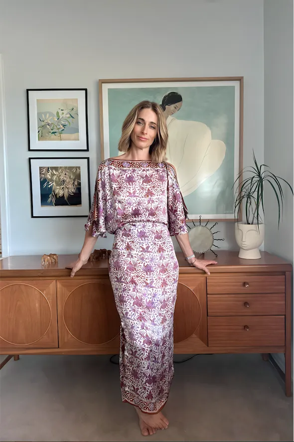 Ithaca Kaftan in Purple Silk