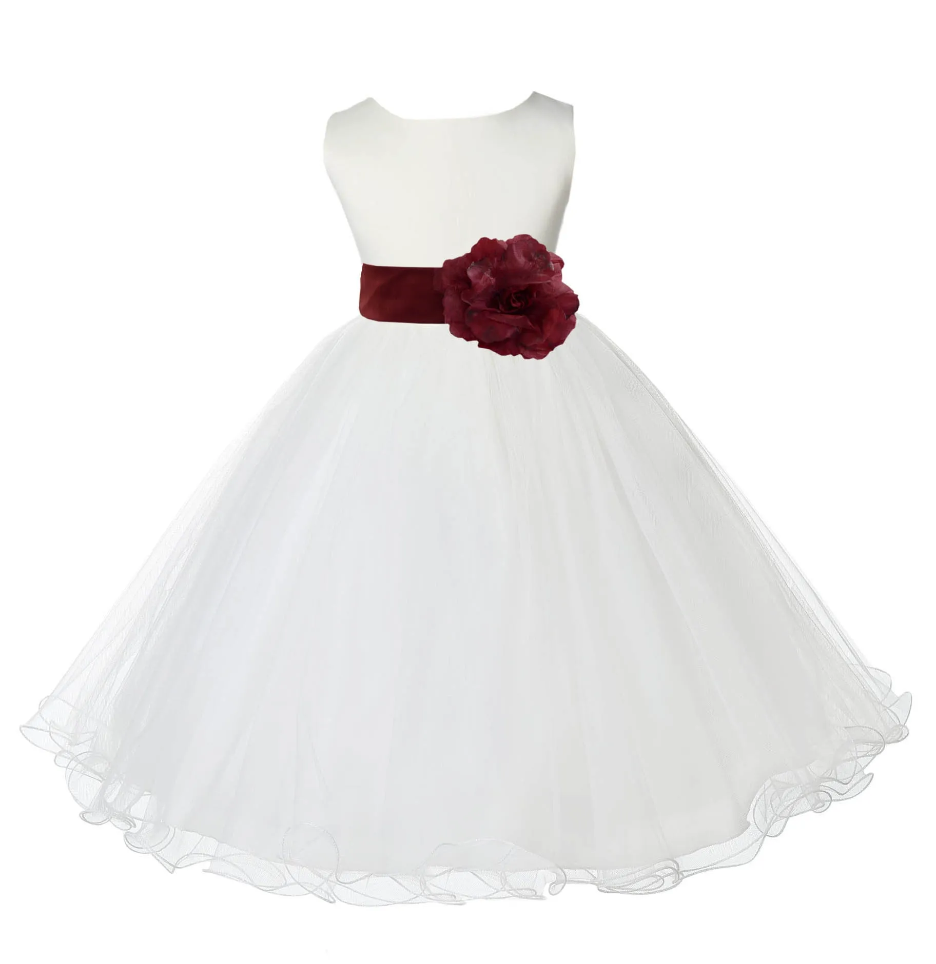 Ivory Formal Wedding Pageant Special Occasions Rattail Edge Tulle Flower Girl Dress 829S(2)