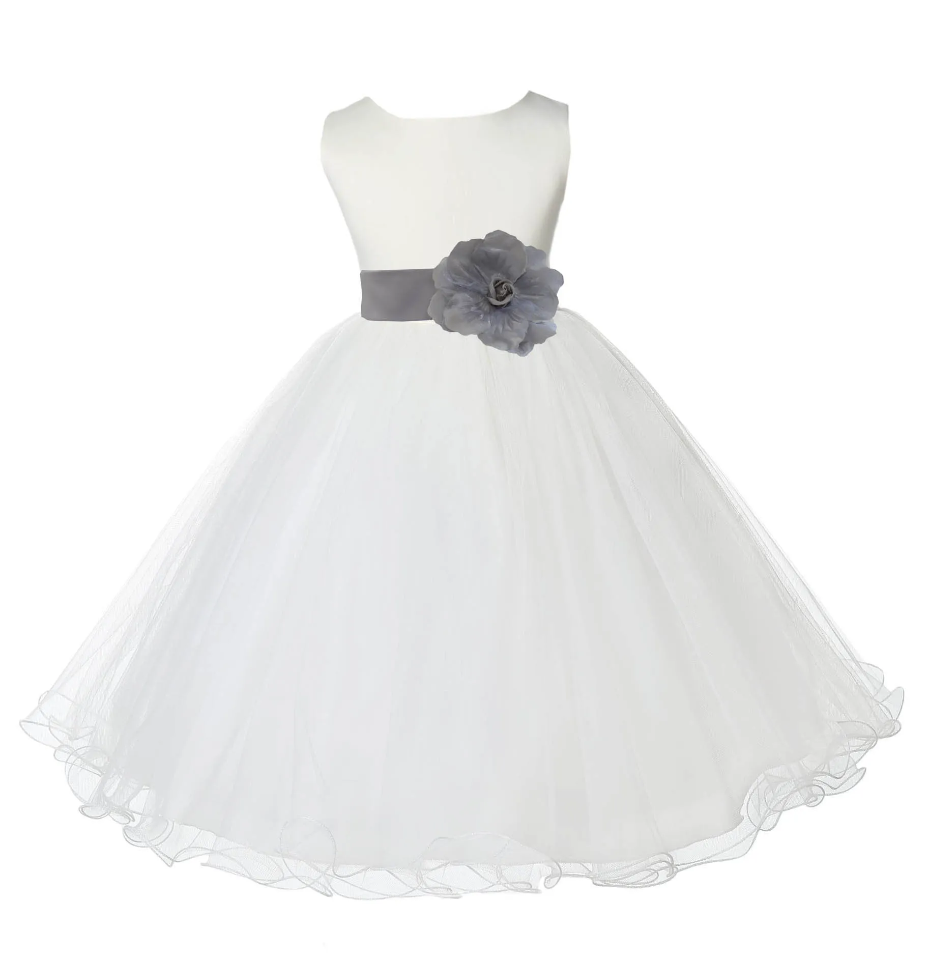 Ivory Formal Wedding Pageant Special Occasions Rattail Edge Tulle Flower Girl Dress 829S(2)