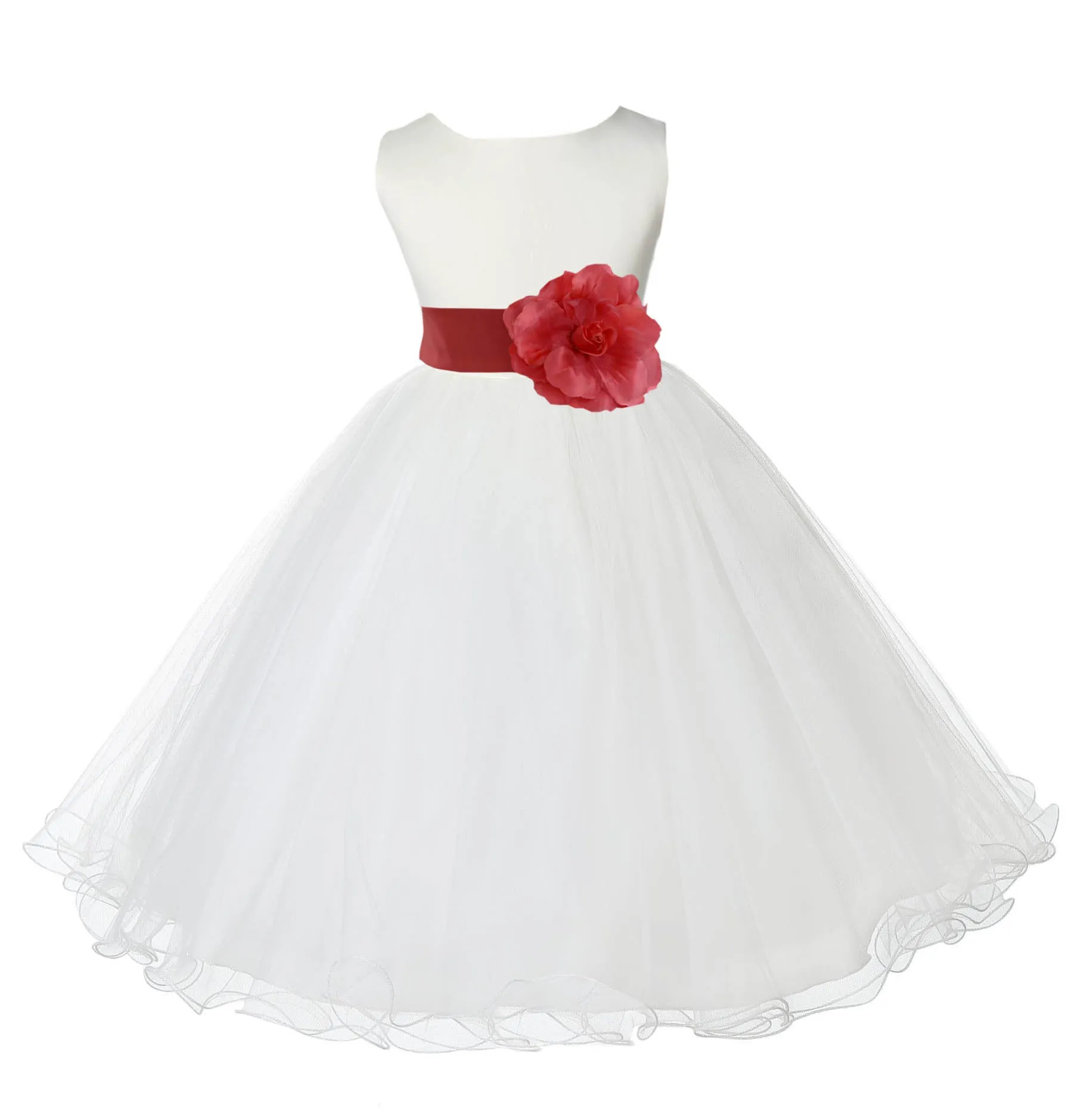 Ivory Formal Wedding Pageant Special Occasions Rattail Edge Tulle Flower Girl Dress 829S(2)