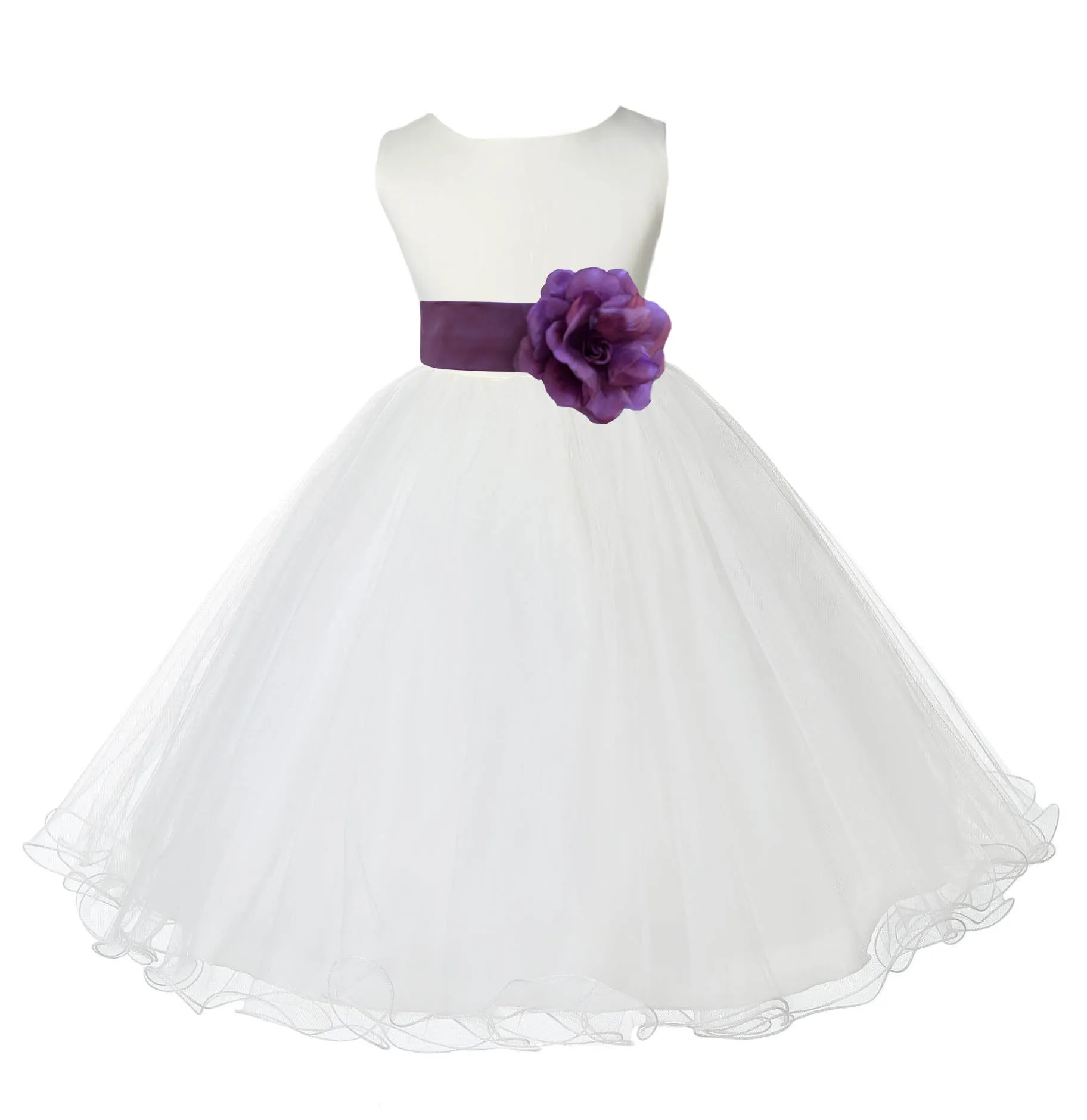 Ivory Formal Wedding Pageant Special Occasions Rattail Edge Tulle Flower Girl Dress 829S(2)