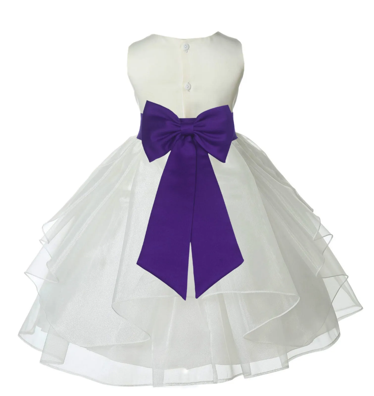 Ivory Satin Shimmering Organza Flower Girl Dress Junior Formal Pageant Baptism Christening 4613T(1)