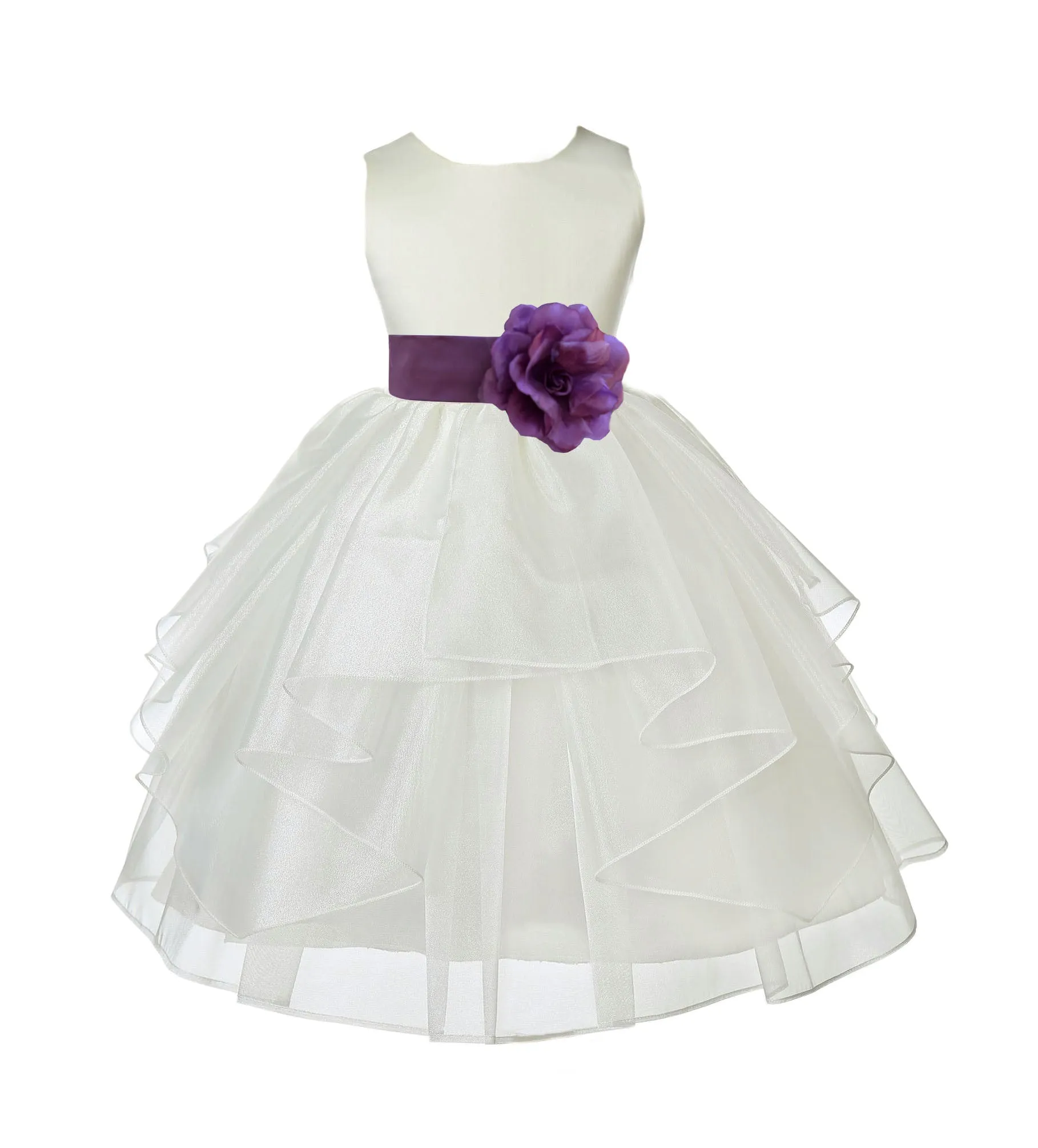 Ivory Shimmering Organza Flower Girl Dress Wedding Junior Bridesmaid Pageant Special Events 4613S(2)