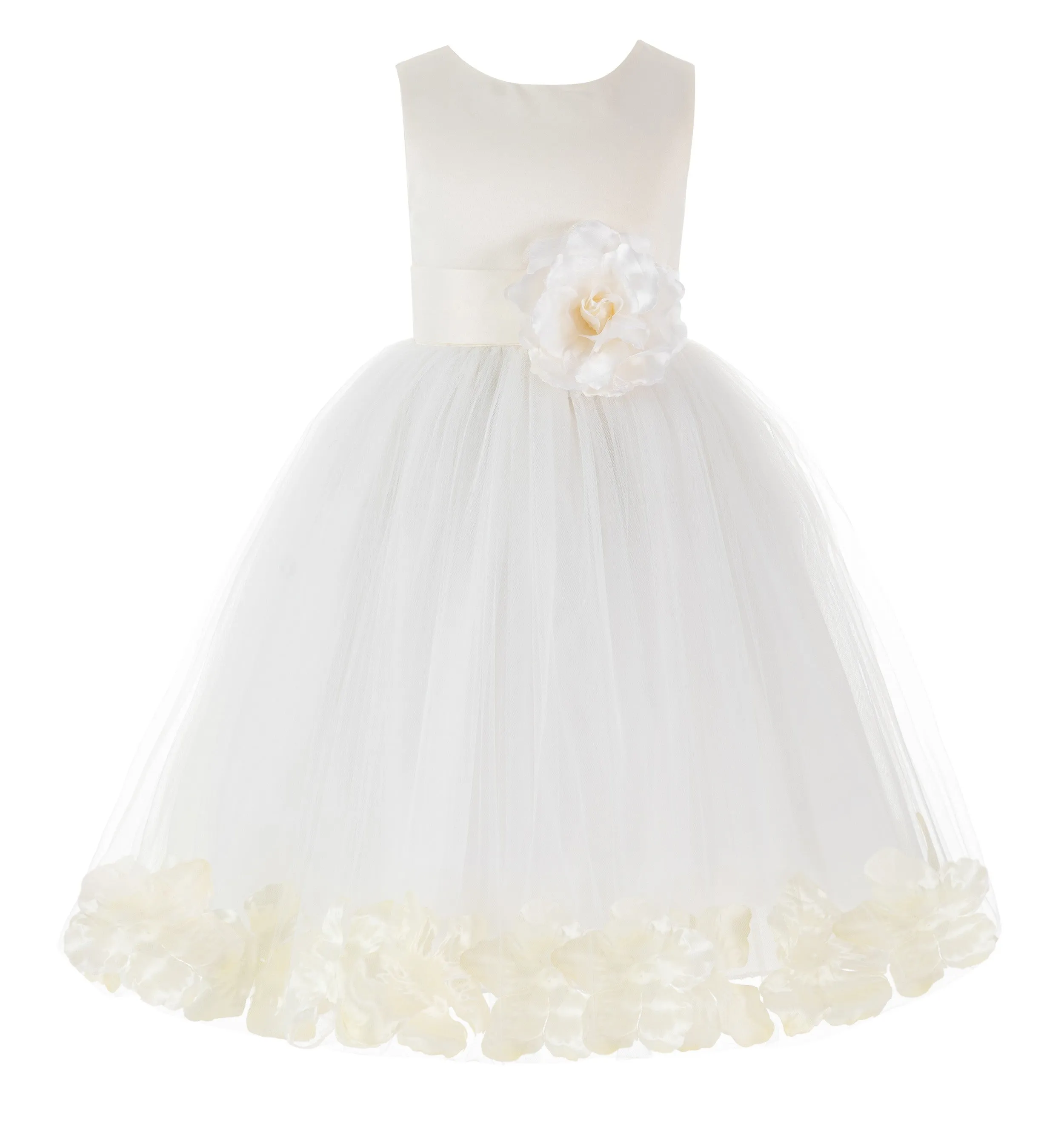 Ivory Tulle Floral Petals Flower Girl Dress Special Occasions Junior Pageant Wedding Holiday 302S(1)