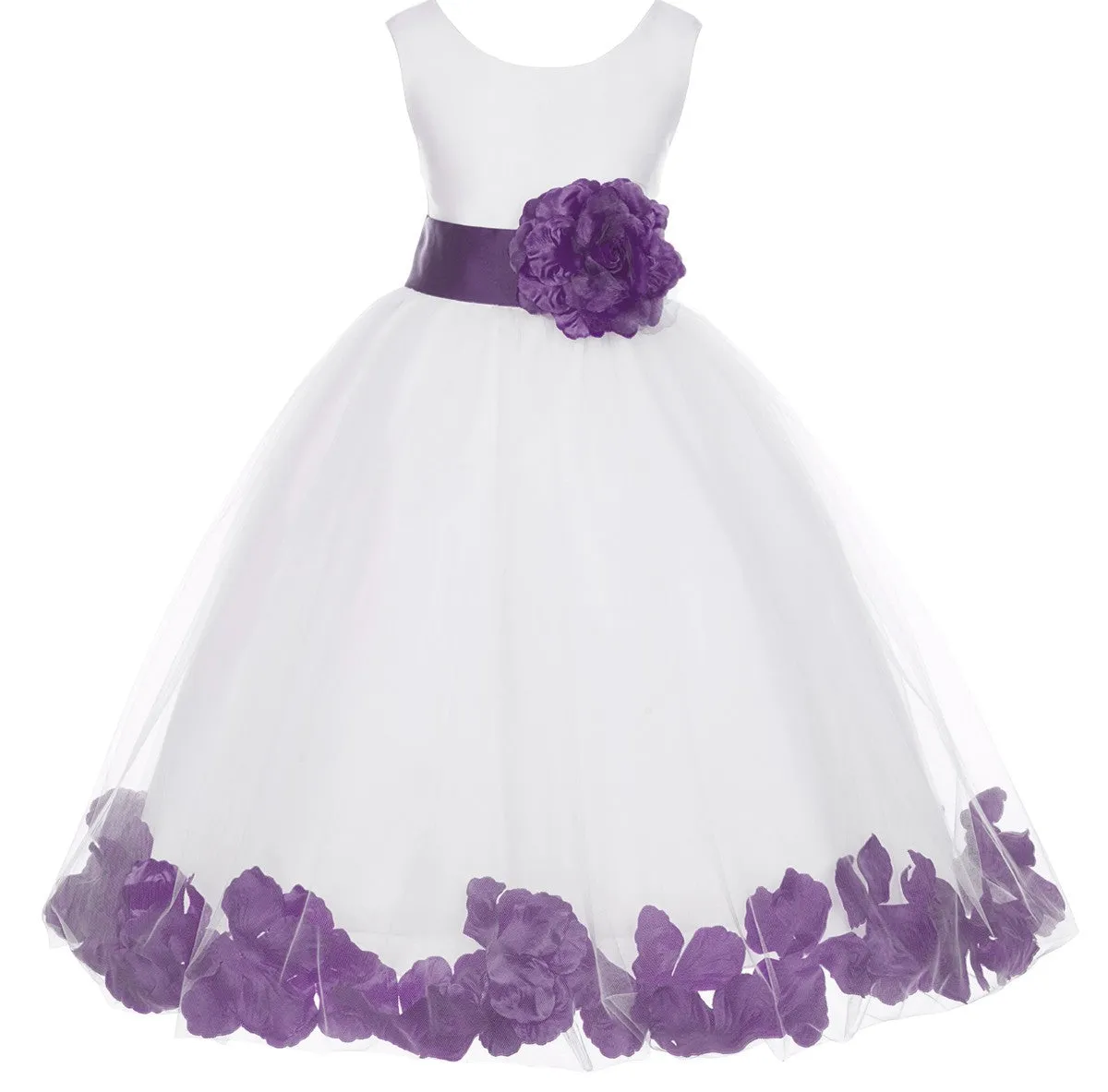 Ivory Tulle Floral Petals Flower Girl Dress Special Occasions Junior Pageant Wedding Holiday 302S(1)