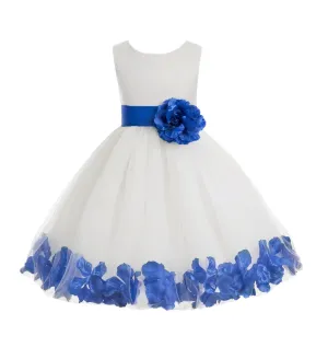 Ivory Tulle Floral Petals Flower Girl Dress Special Occasions Junior Pageant Wedding Holiday 302S(1)