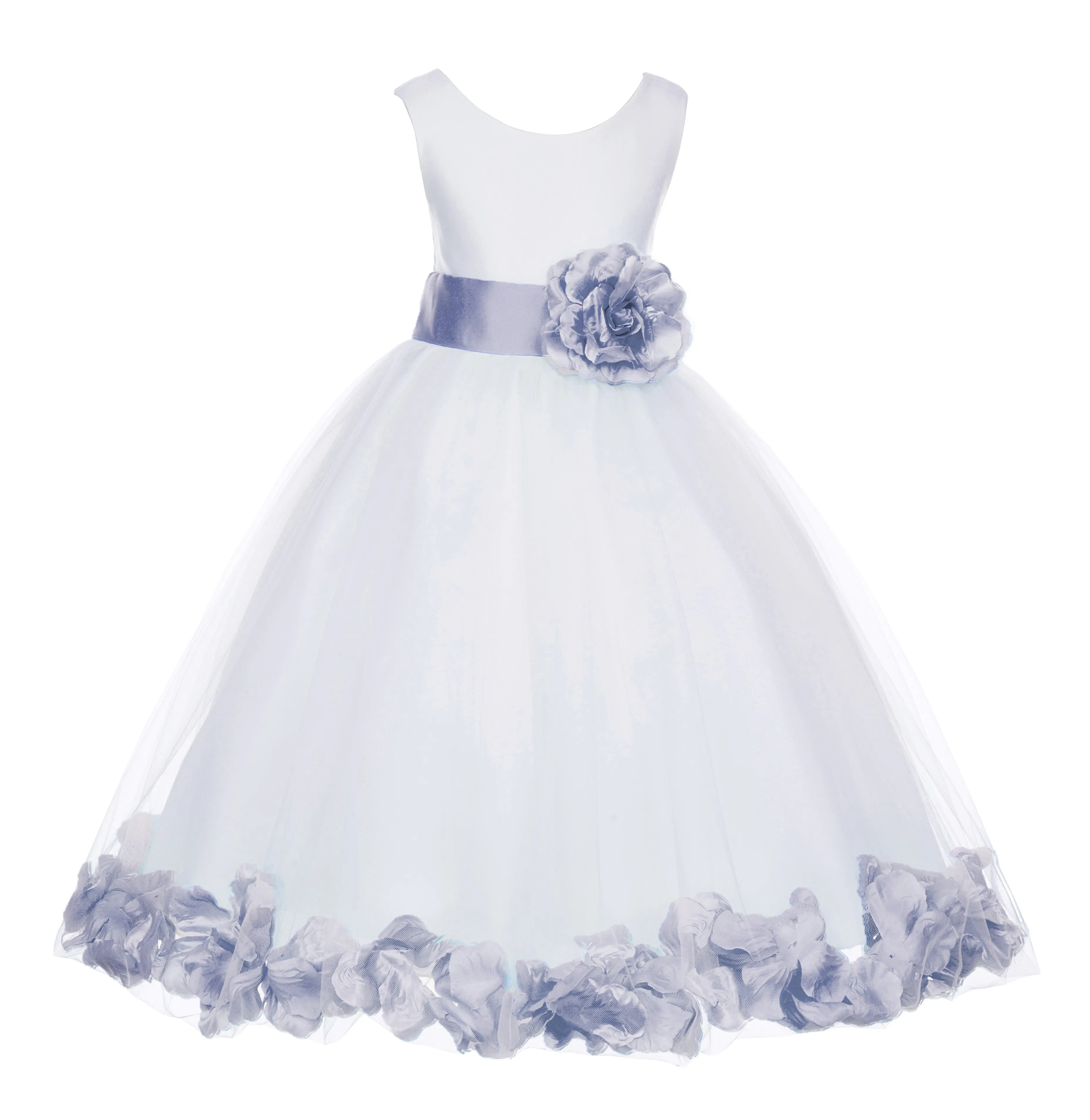 Ivory Tulle Floral Petals Flower Girl Dress Special Occasions Junior Pageant Wedding Holiday 302S(5)