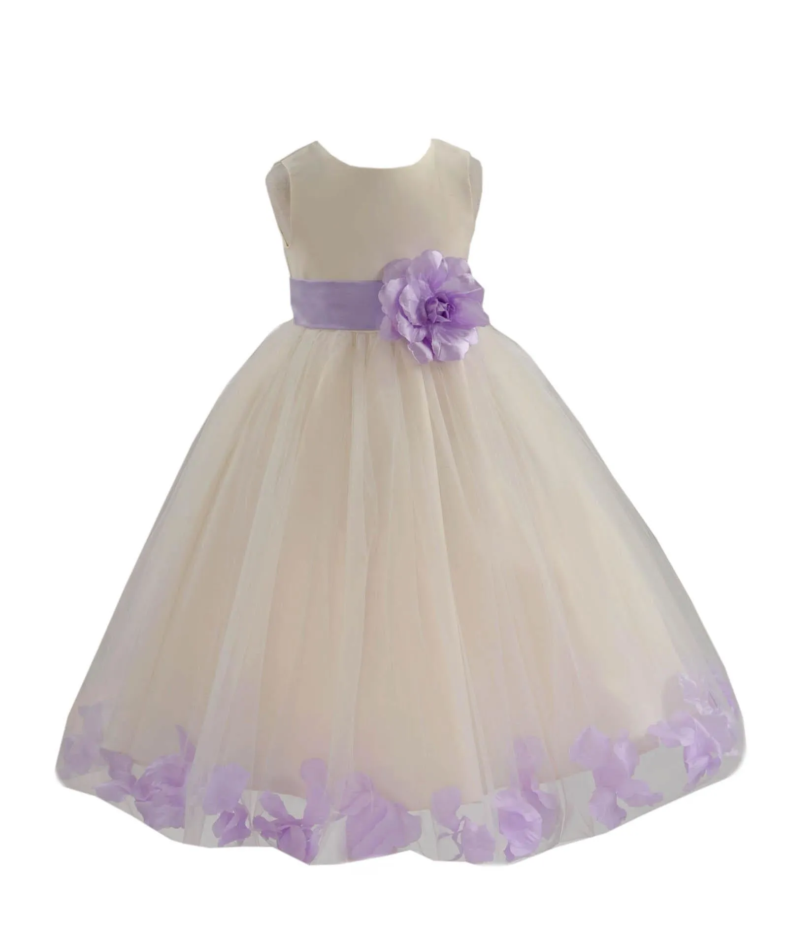 Ivory Tulle Floral Petals Flower Girl Dress Special Occasions Junior Pageant Wedding Holiday 302S(5)