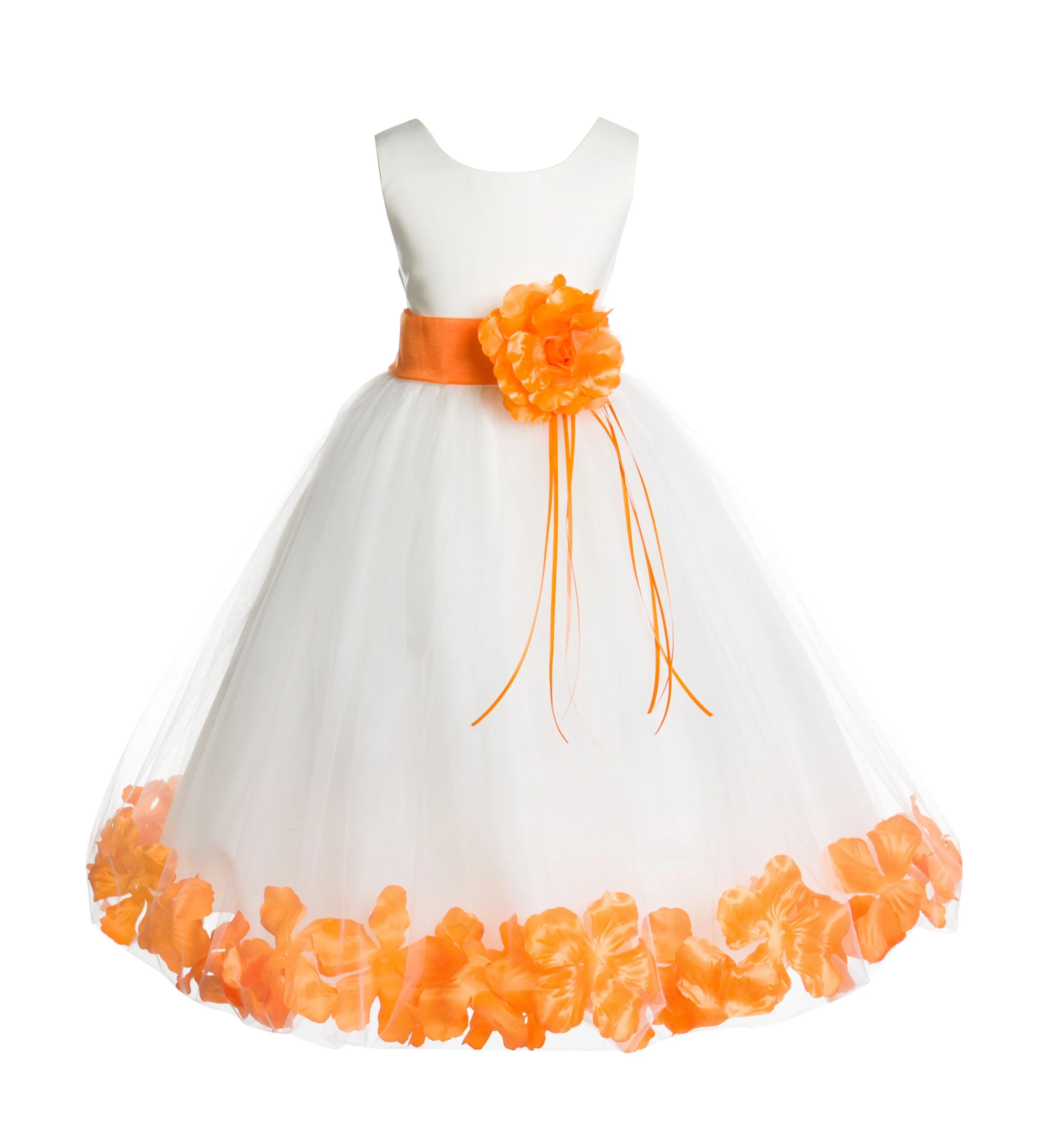 Ivory Tulle Floral Rose Petals Princess Wedding Pageant Recital Birthday Flower Girl Dress 007(1)