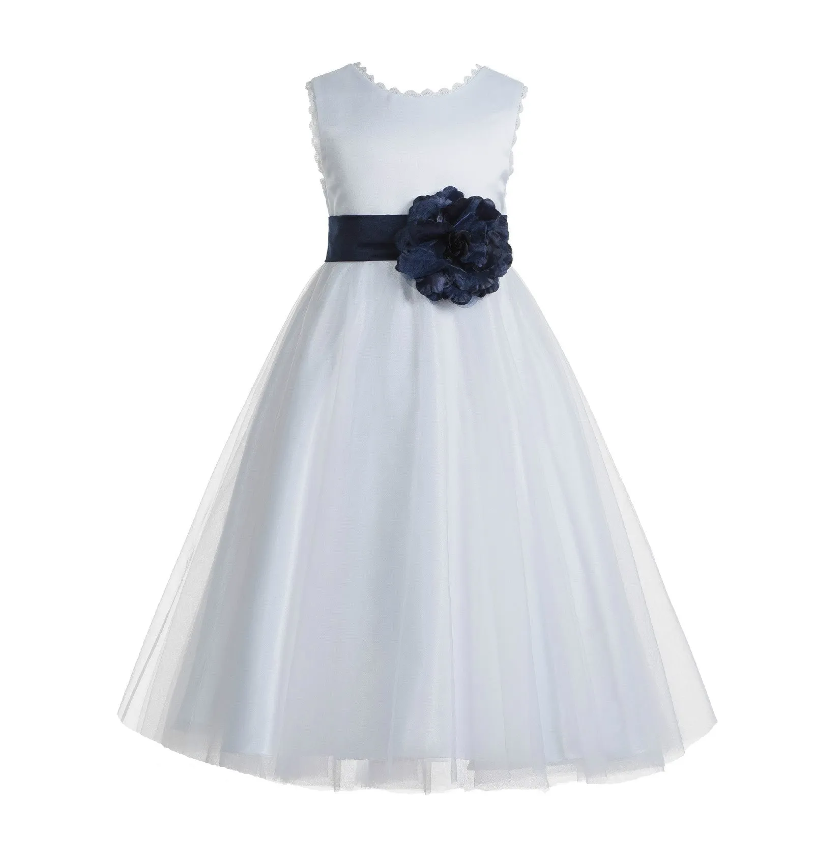 Ivory V-Back Lace Edge Flower Girl Dress Junior Pageant Special Occasion Formal Evening Gown 183T(2)