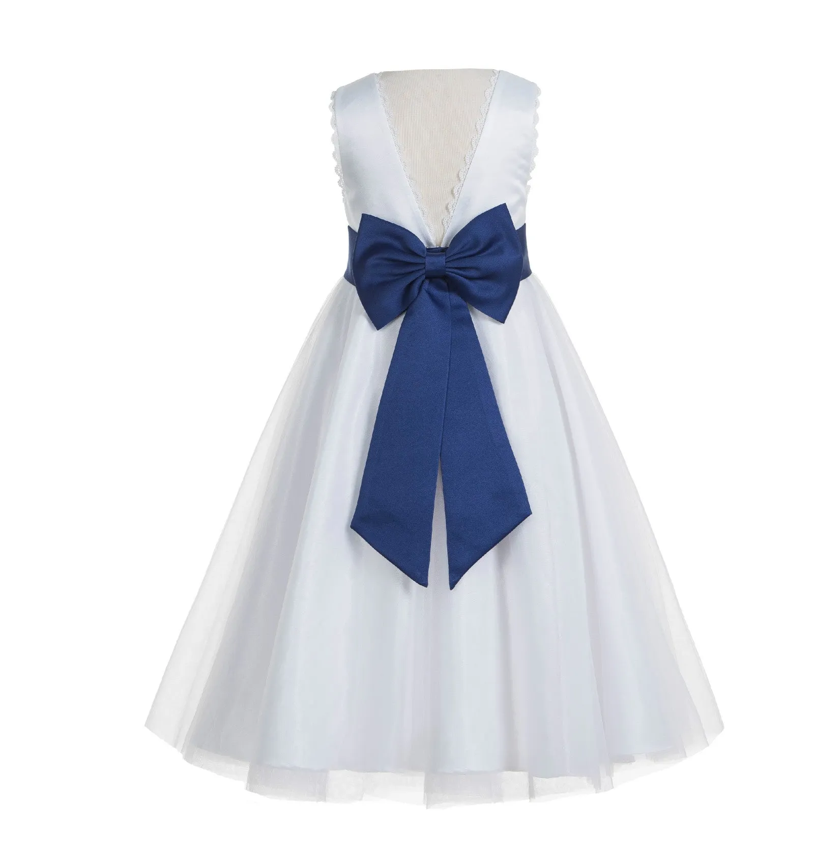 Ivory V-Back Lace Edge Flower Girl Dress Junior Pageant Special Occasion Formal Evening Gown 183T(2)