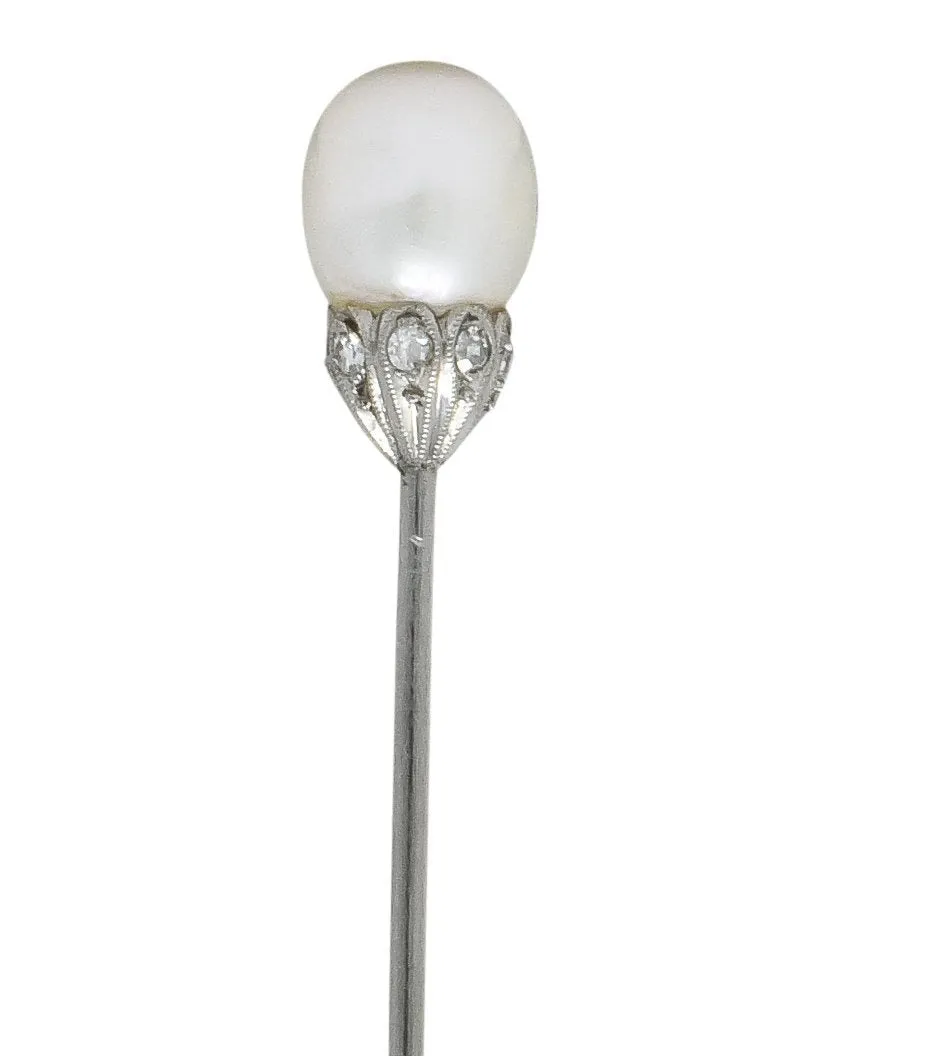 J. E Caldwell & Co. Edwardian Pearl Platinum Stickpin