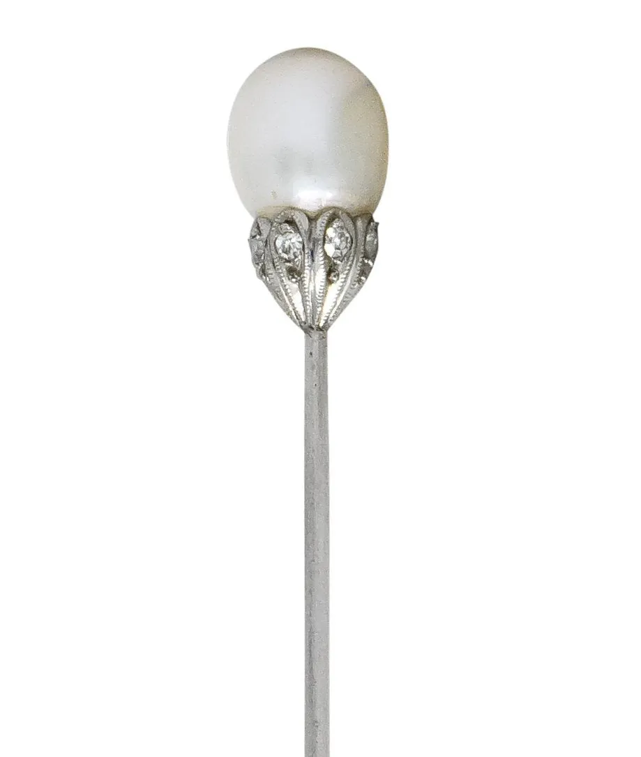 J. E Caldwell & Co. Edwardian Pearl Platinum Stickpin