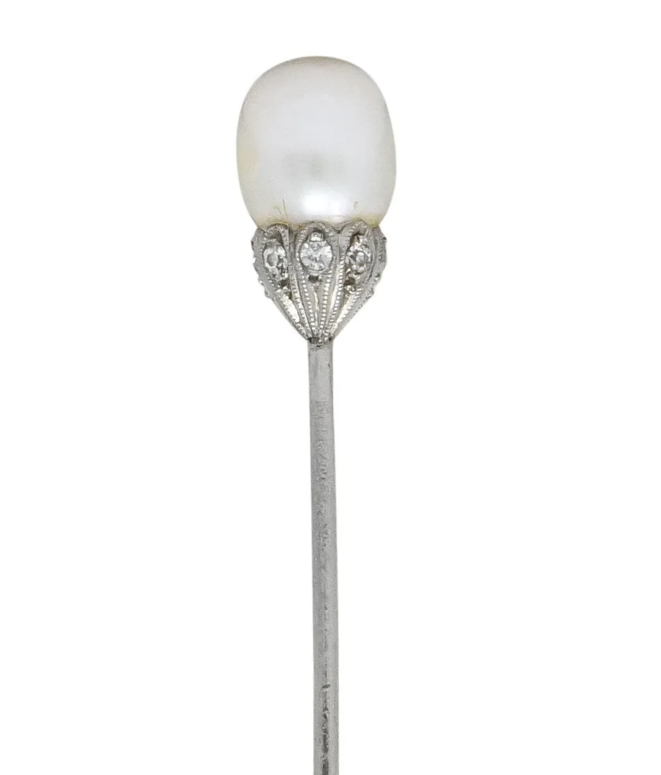J. E Caldwell & Co. Edwardian Pearl Platinum Stickpin