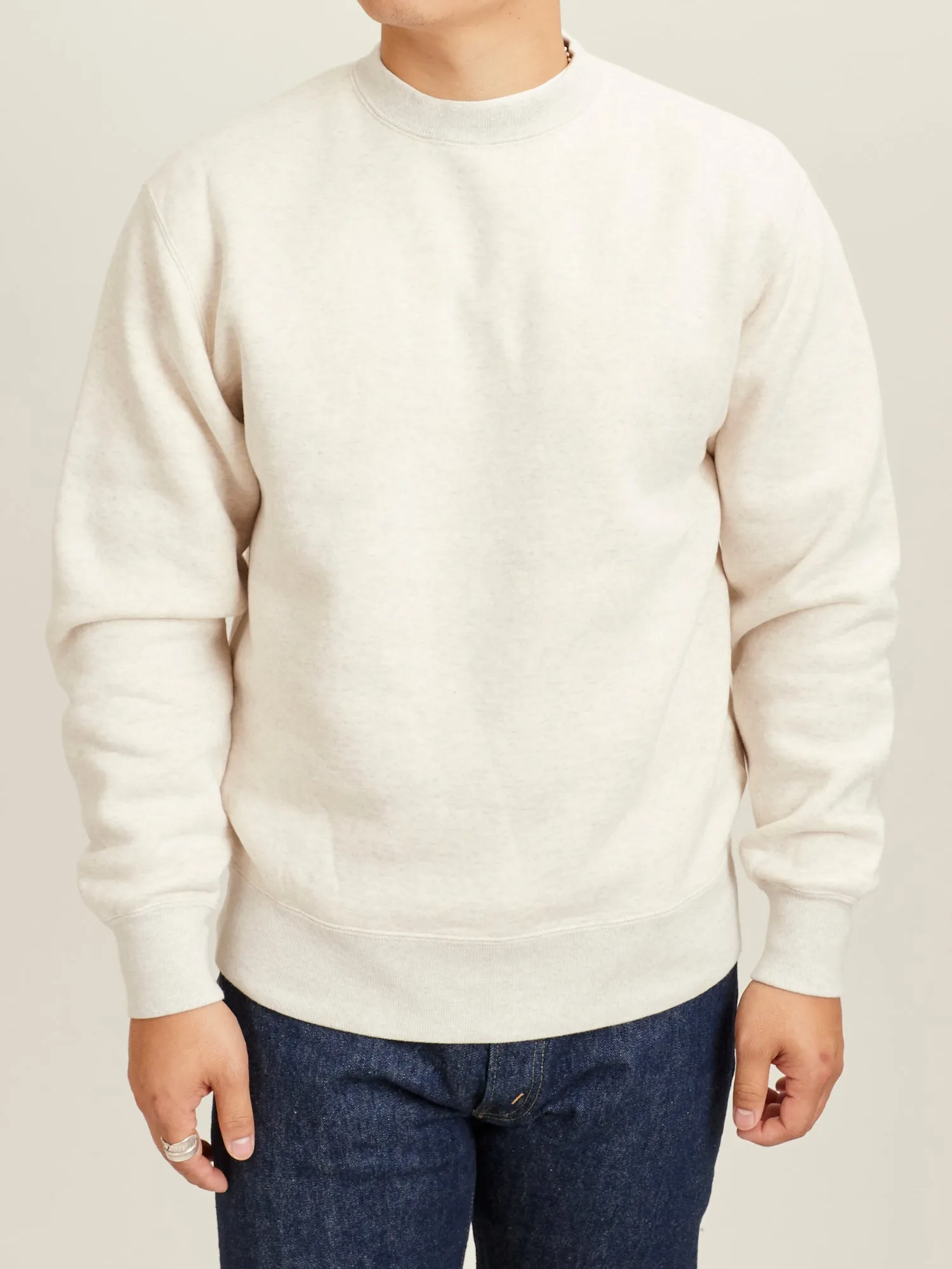 Japan-Made Fleece Crewneck in Oatmeal