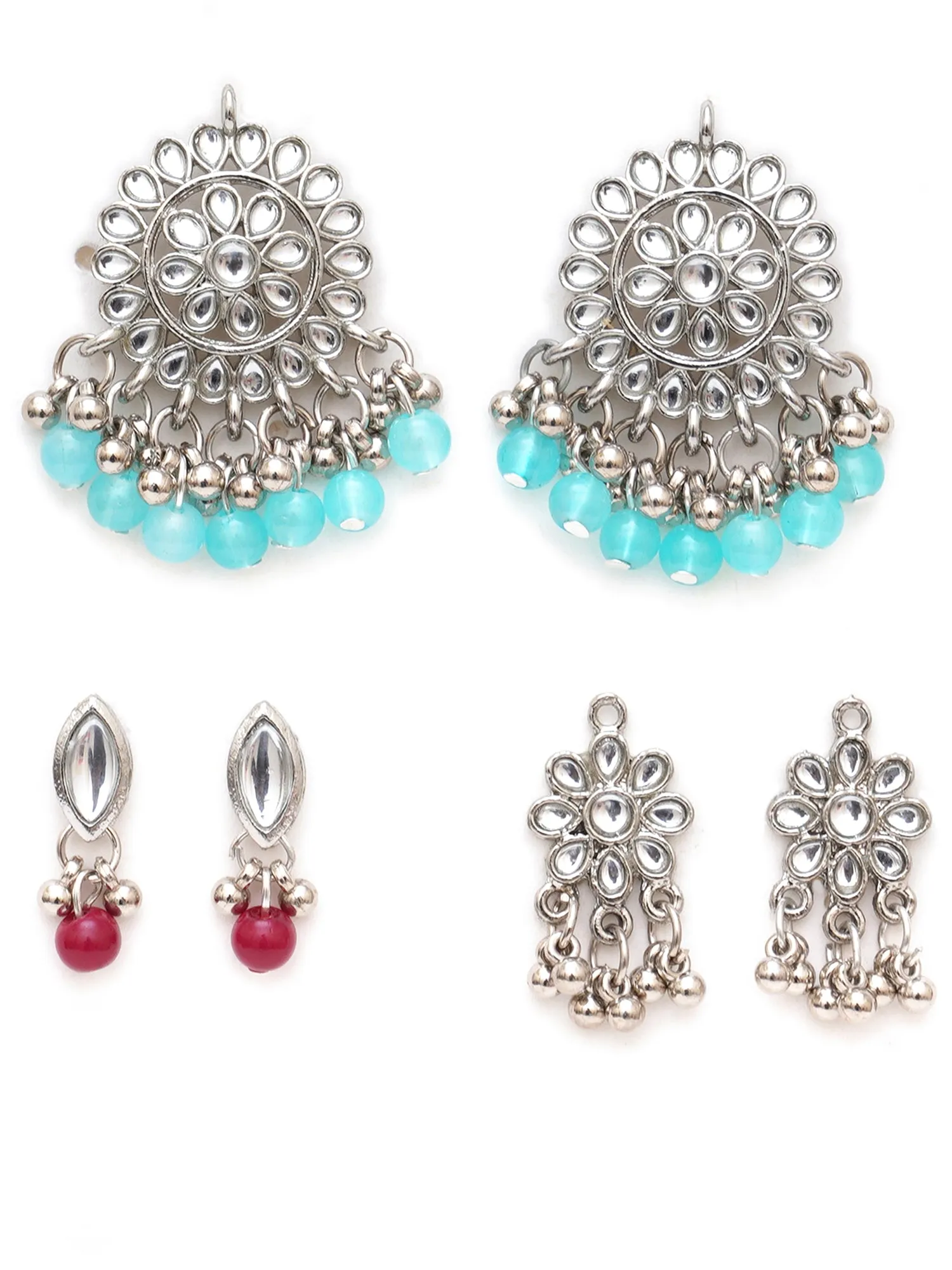 Karatcart Set of 3 Handcrafted Kundan Earrings Combo for Women