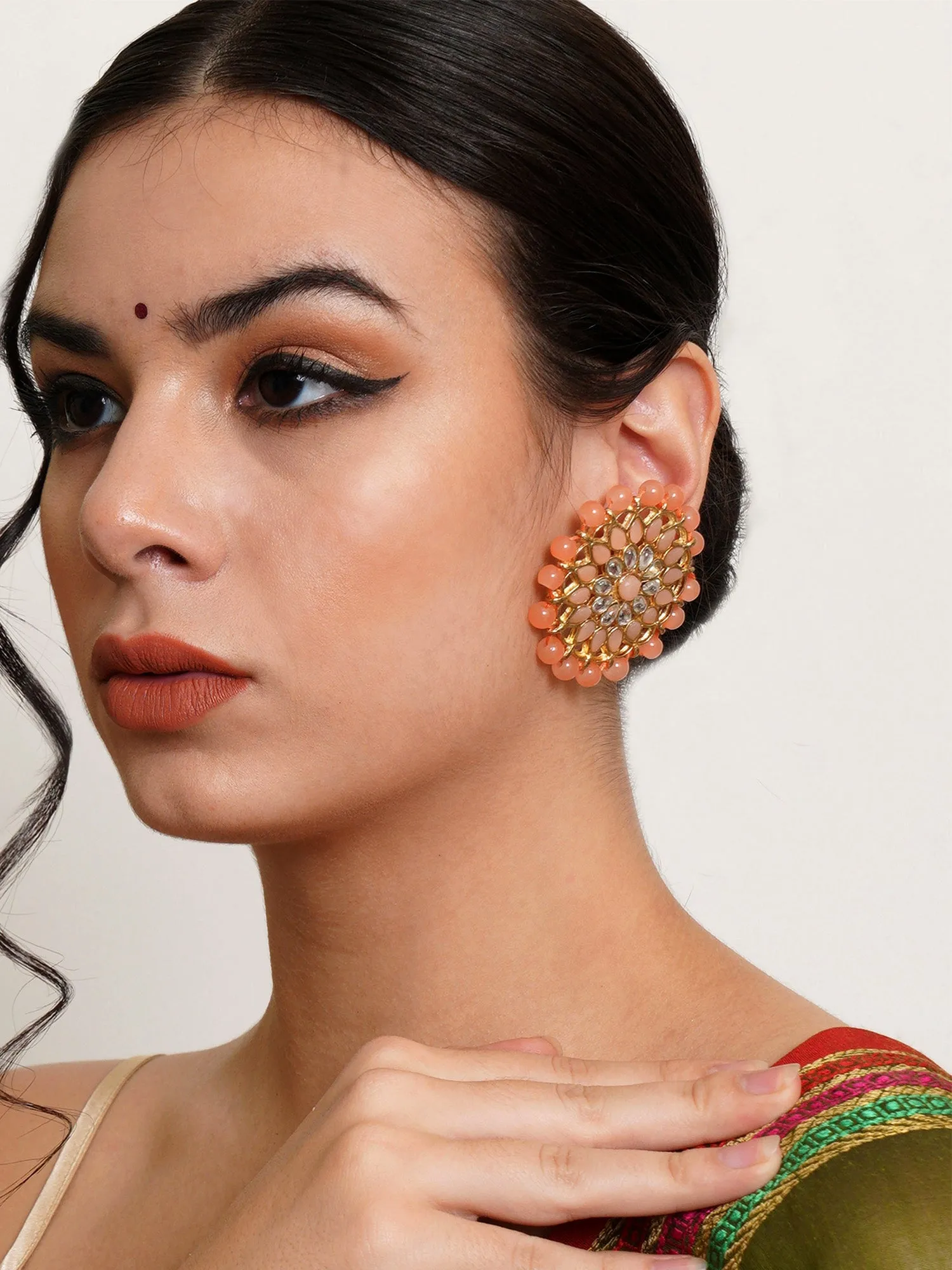 Karatcart Set of 3 Handcrafted Kundan Earrings Combo for Women