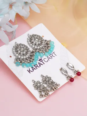 Karatcart Set of 3 Handcrafted Kundan Earrings Combo for Women