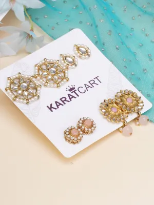 Karatcart Set of 4 Handcrafted Kundan Earrings Combo for Women