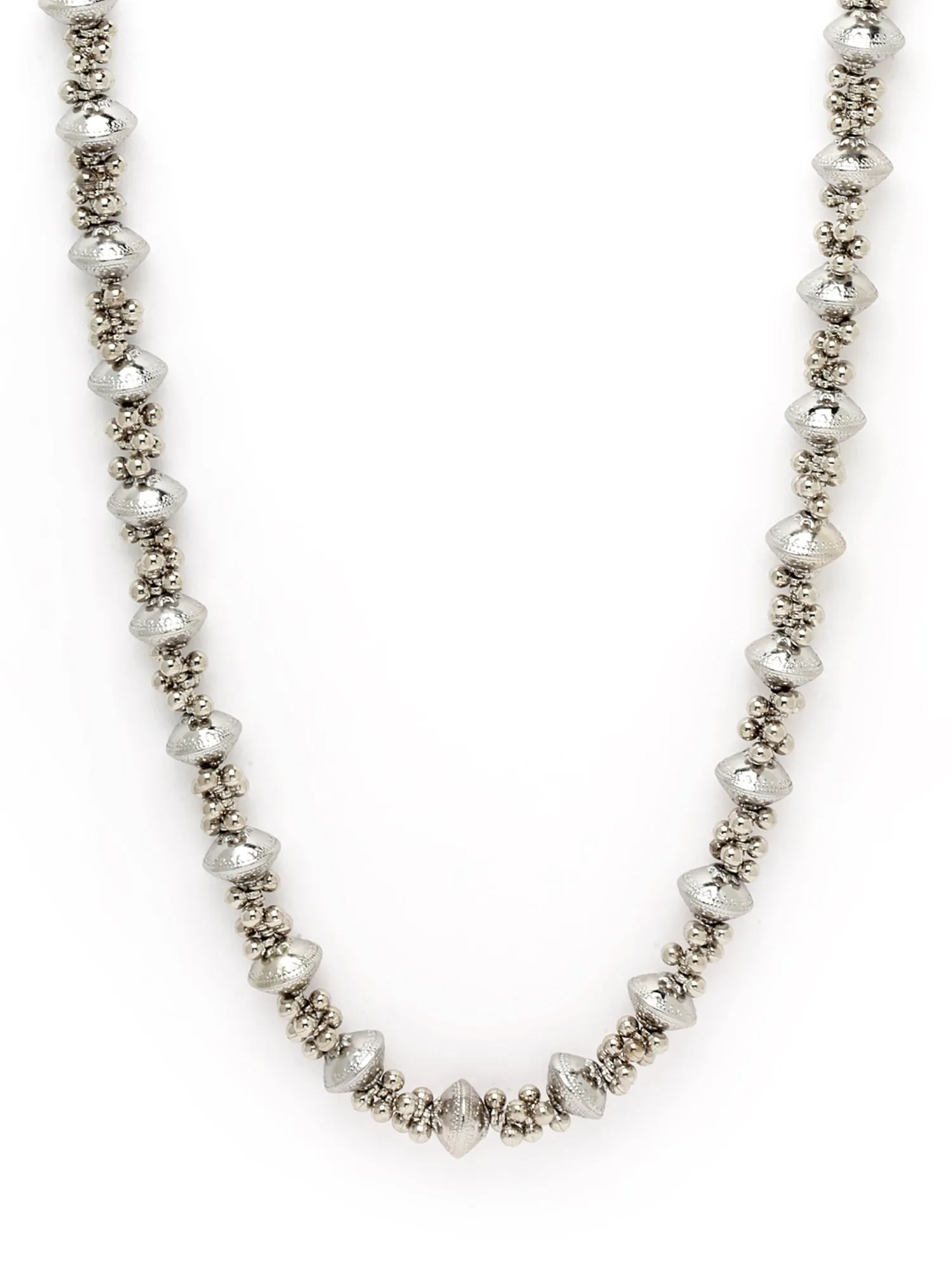 Karatcart Silver Balls Studded Long Necklace for Women