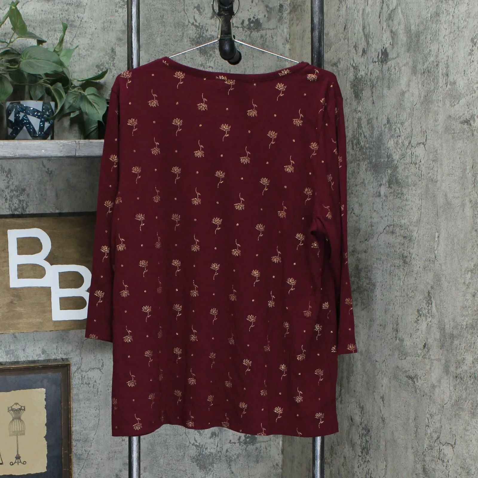 Karen Scott Plus Size Printed 3/4-Sleeve Henley Shirt