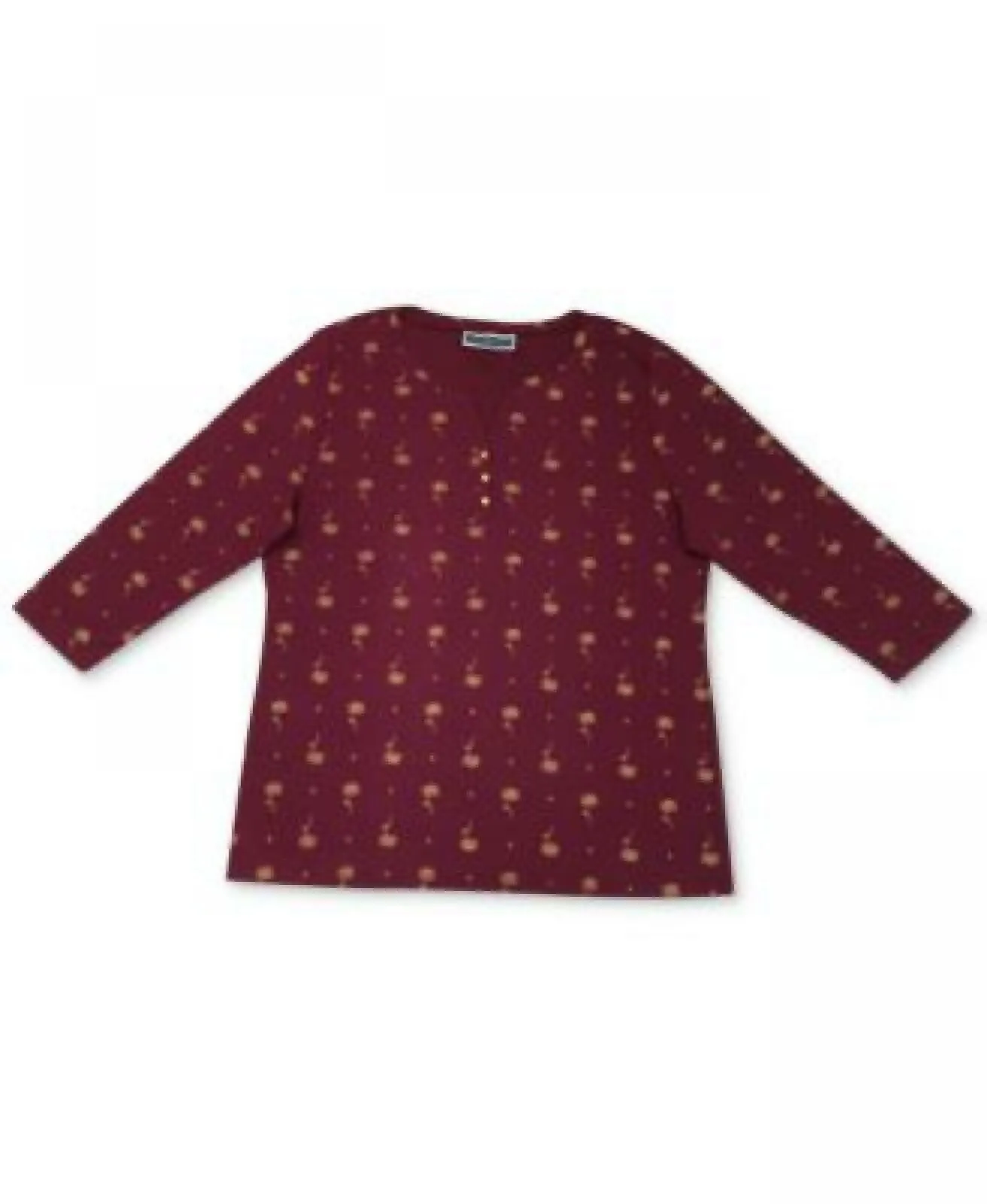 Karen Scott Plus Size Printed 3/4-Sleeve Henley Shirt