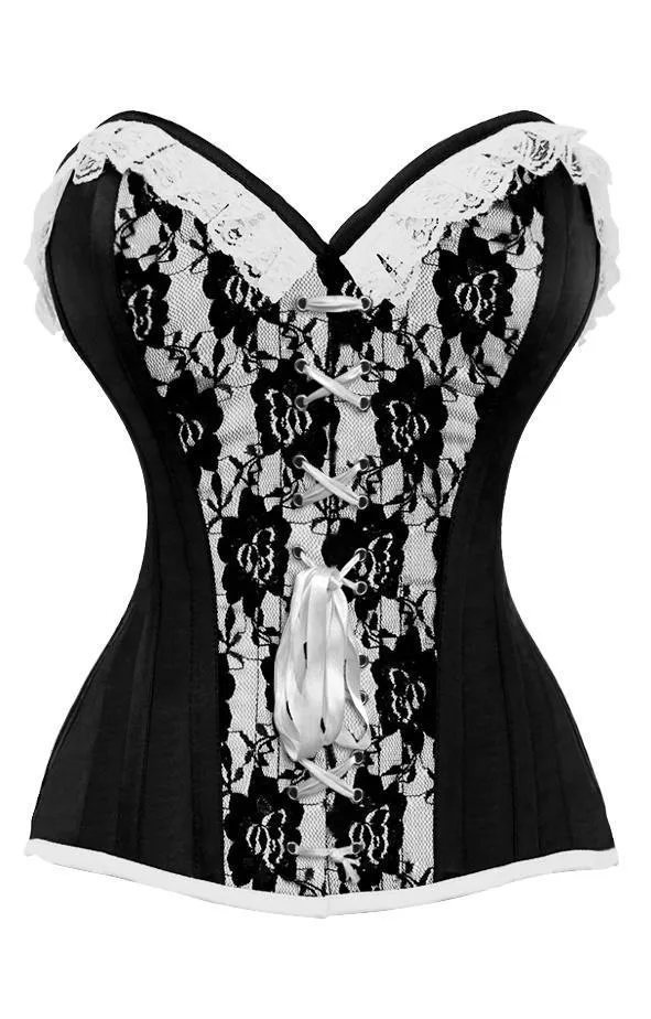 Kerr Laced Rose Widow Black Corset