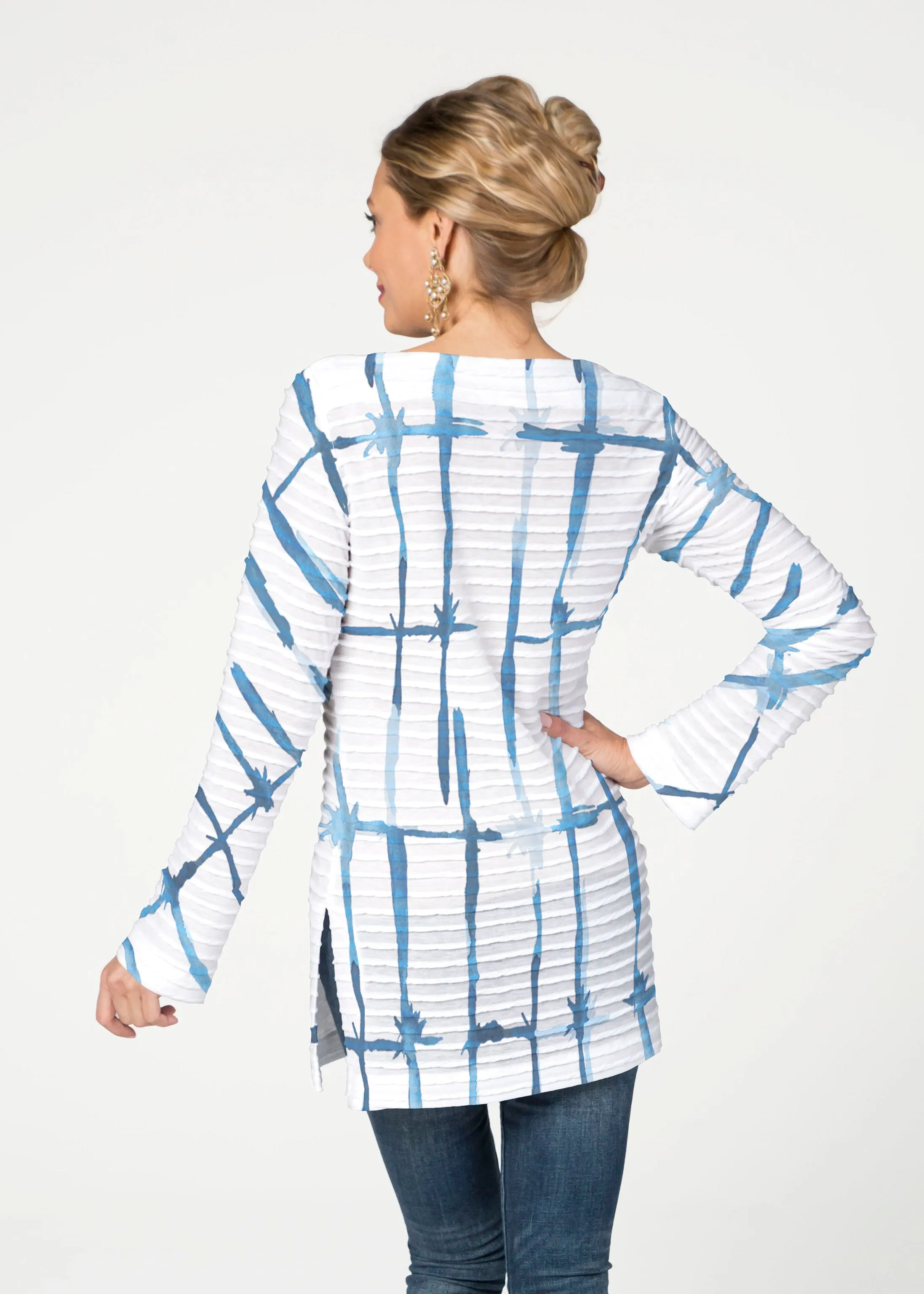 Knotted Tie Dye (7844) ~ Banded Boatneck Tunic