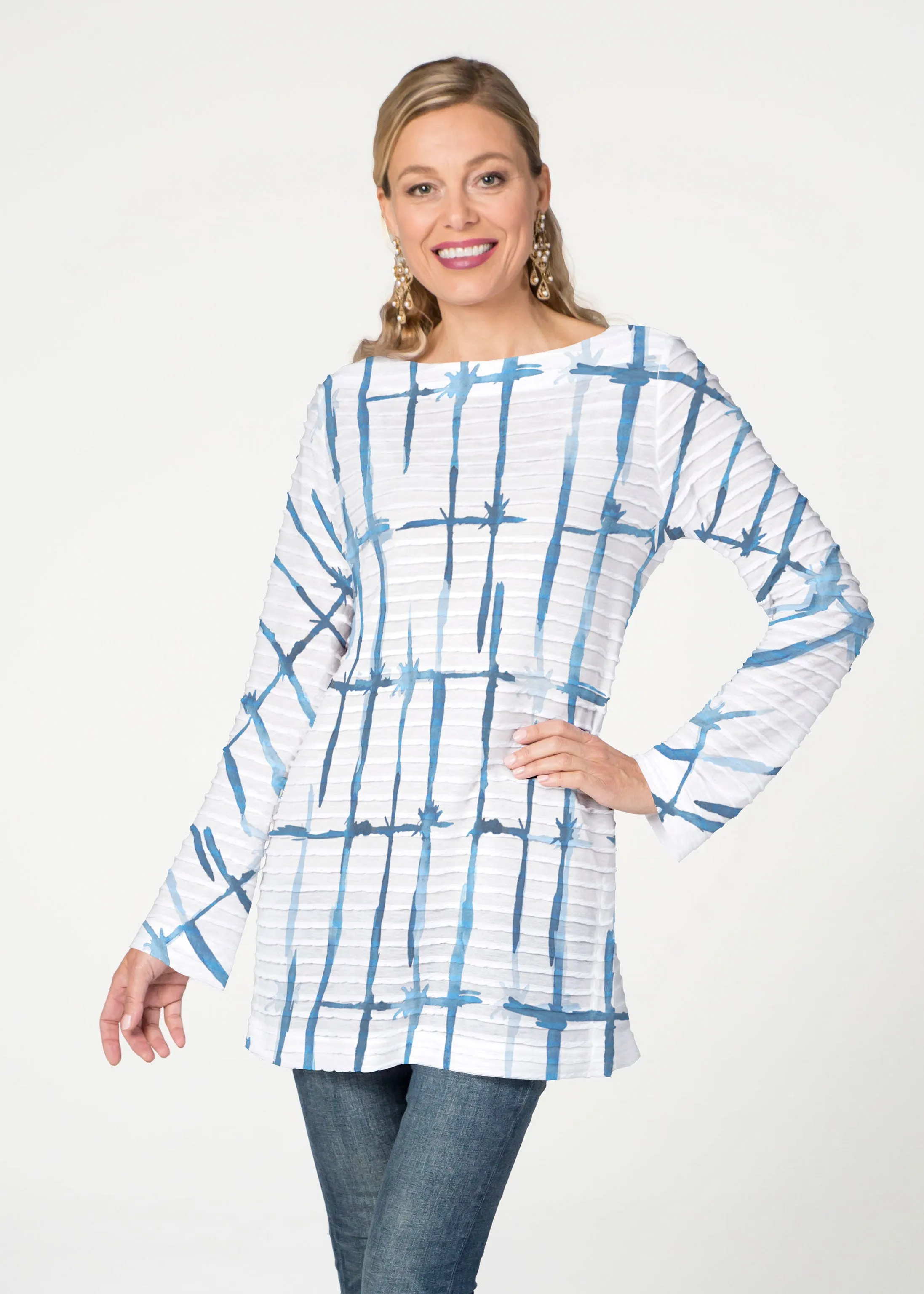Knotted Tie Dye (7844) ~ Banded Boatneck Tunic