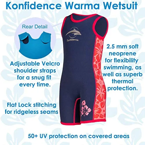 Konfidence Warma Wetsuit - Navy/Pink/Hibiscus (2-3 Years)