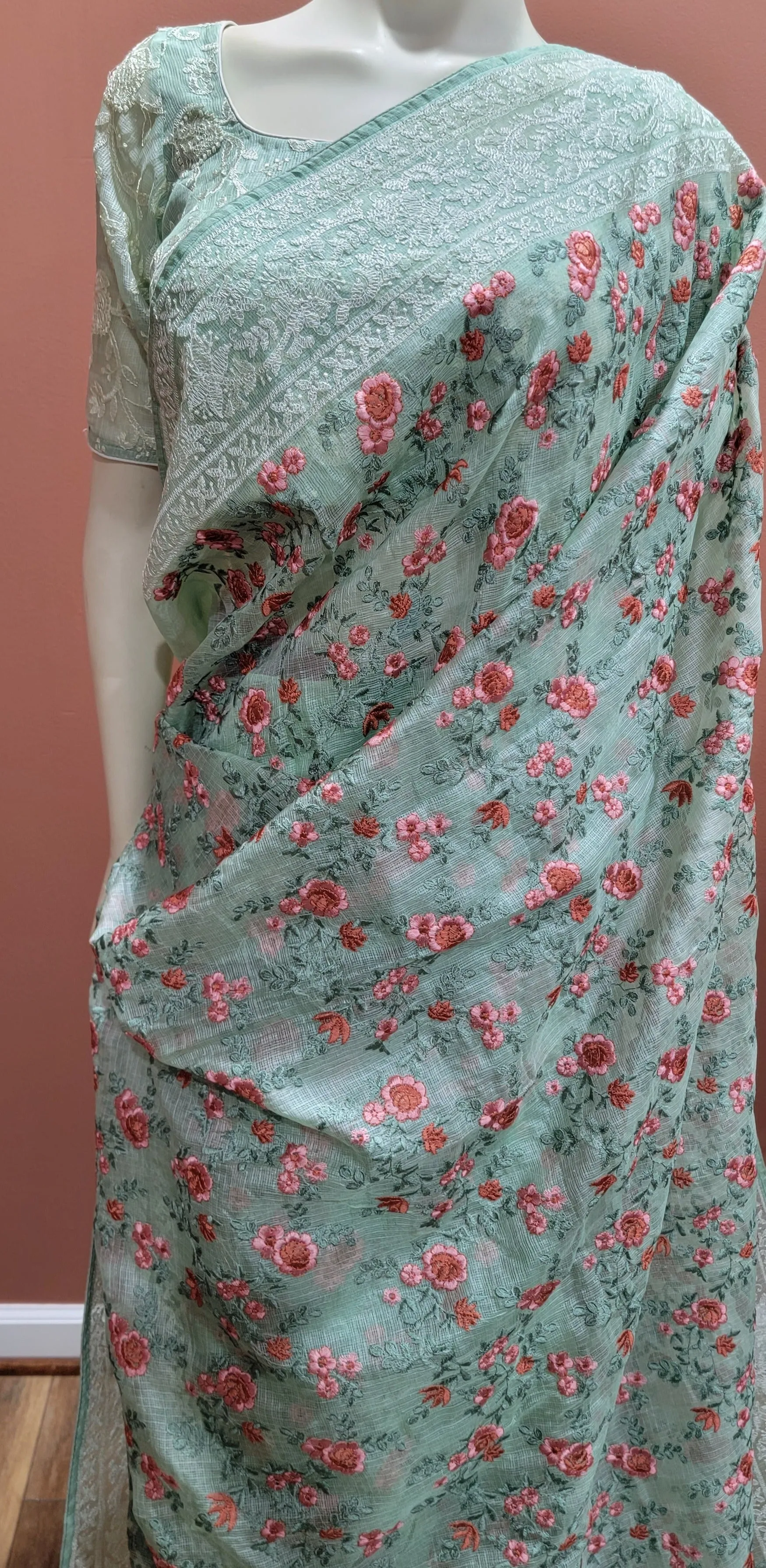Kota Tussar Saree w/ Chikankari blouse