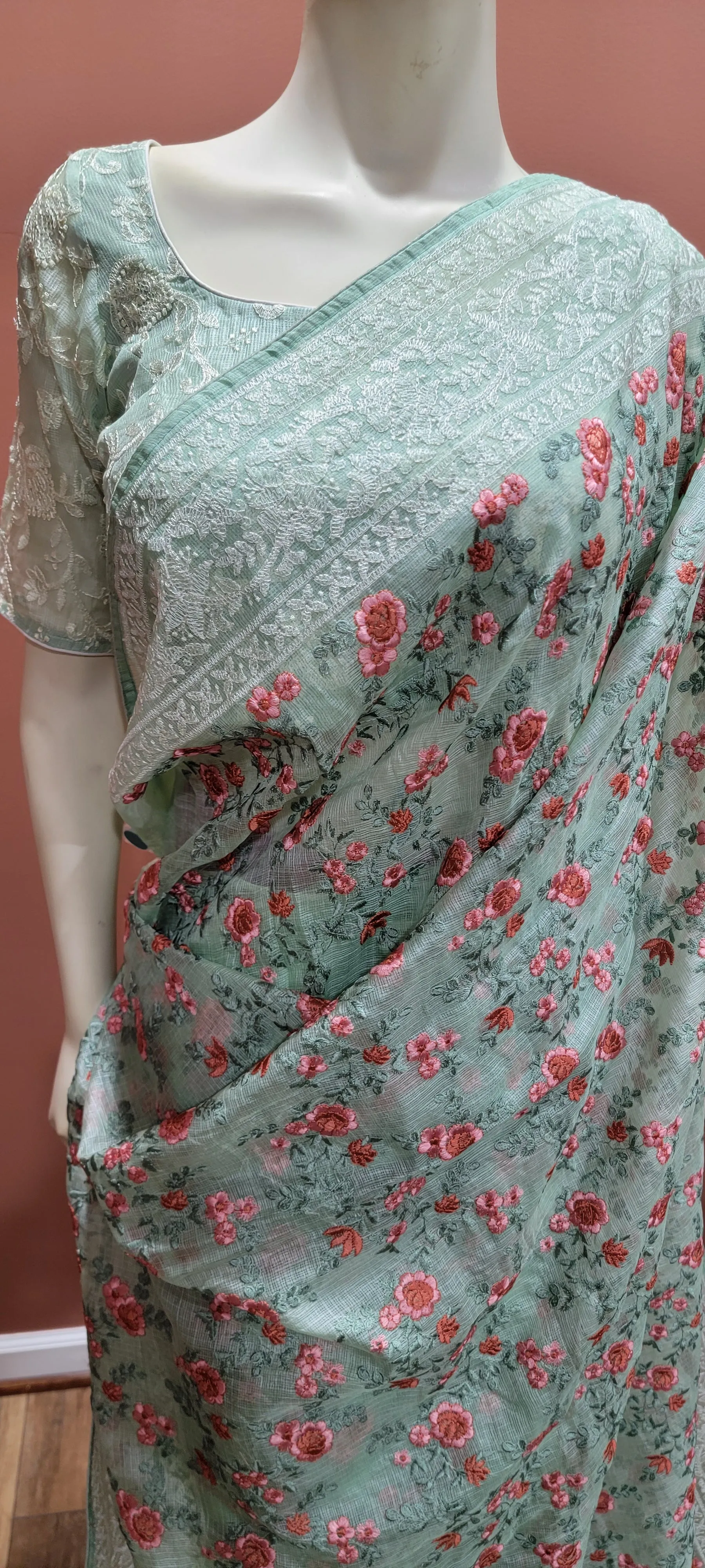 Kota Tussar Saree w/ Chikankari blouse