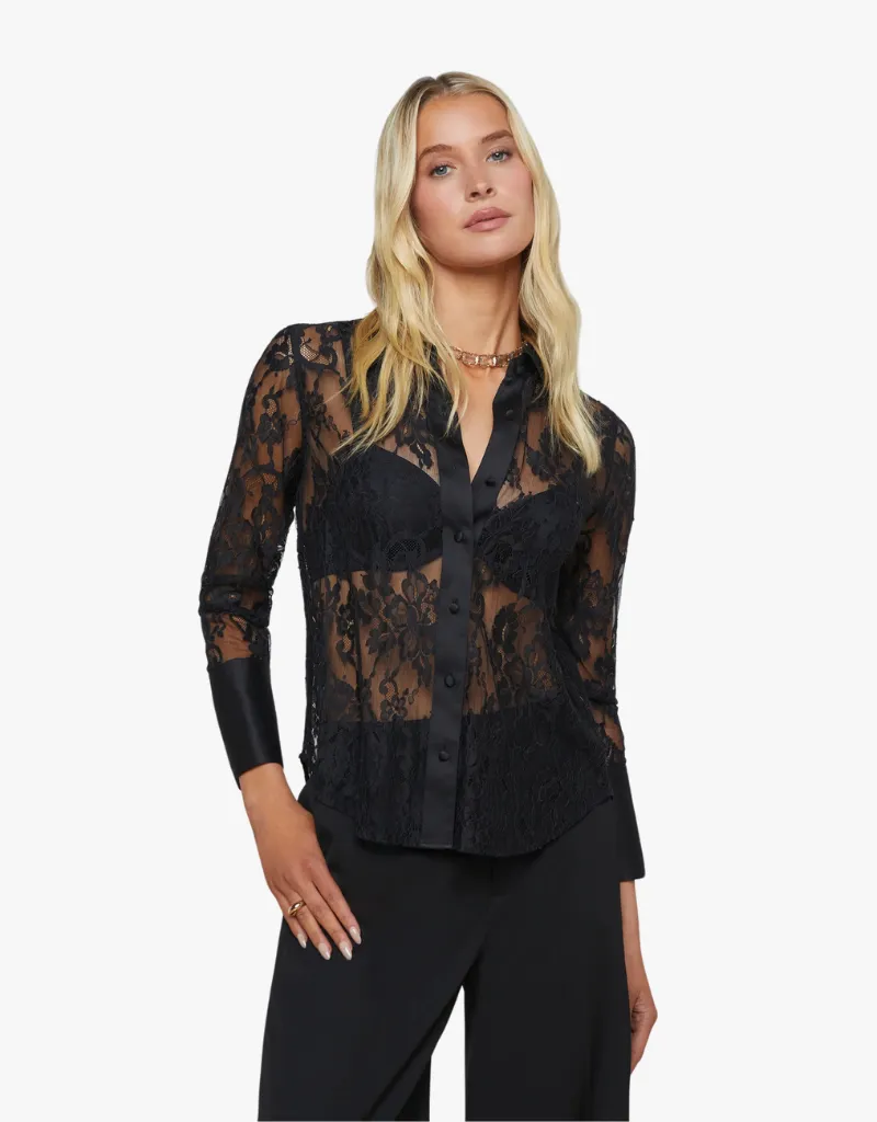L'agence Reims Lace Shirt in Black