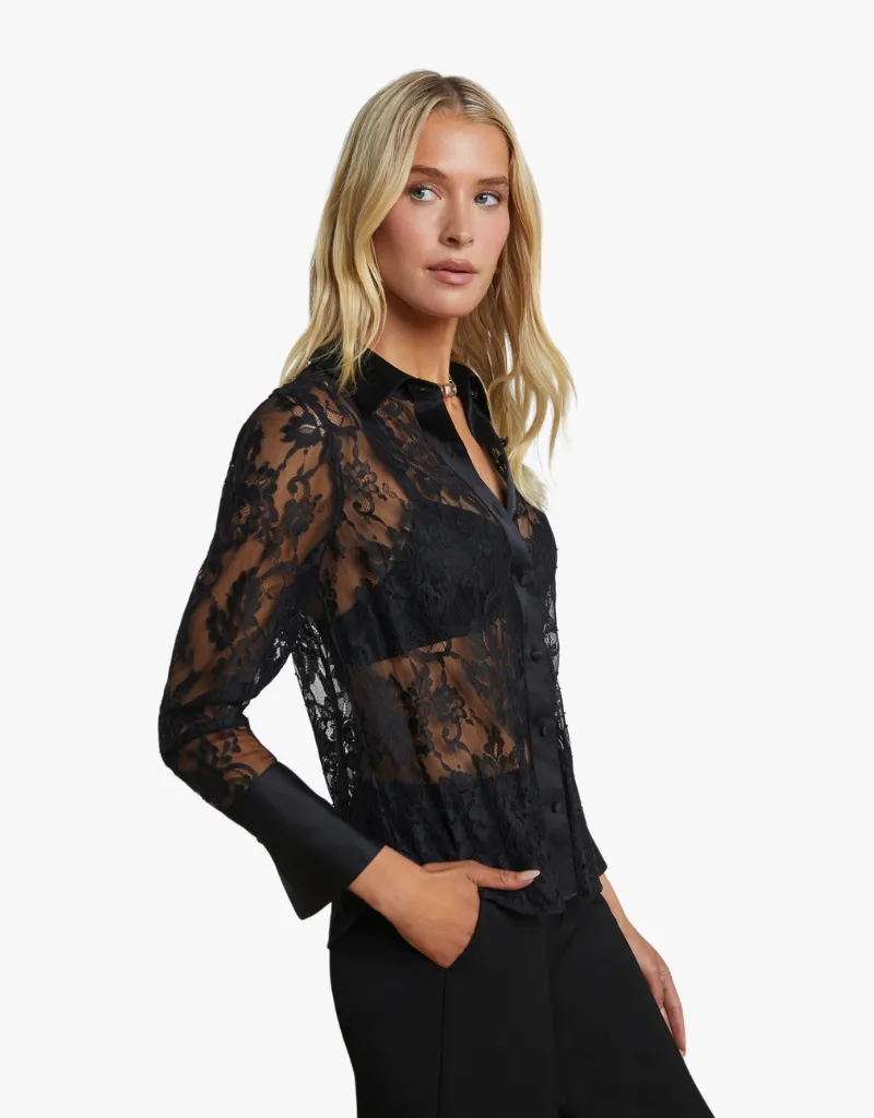L'agence Reims Lace Shirt in Black