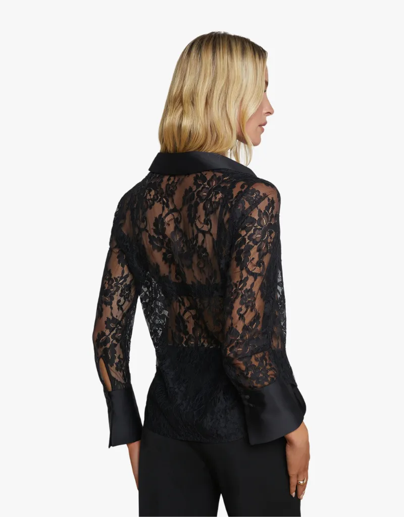 L'agence Reims Lace Shirt in Black