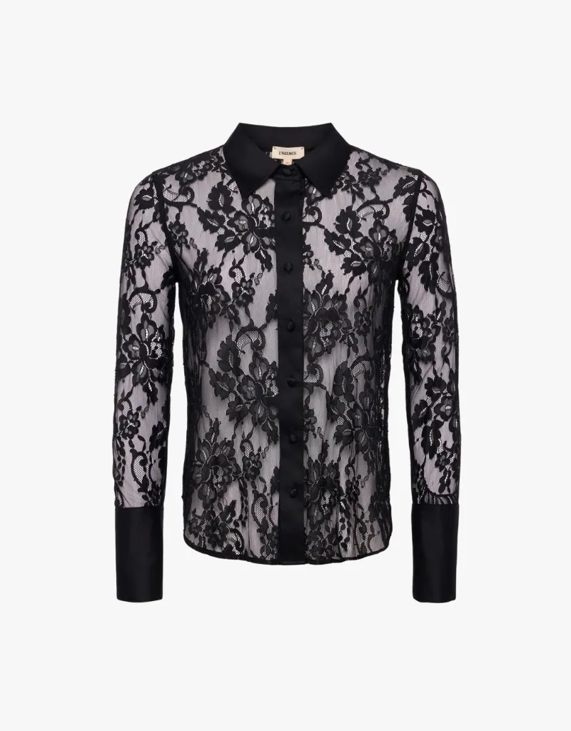 L'agence Reims Lace Shirt in Black