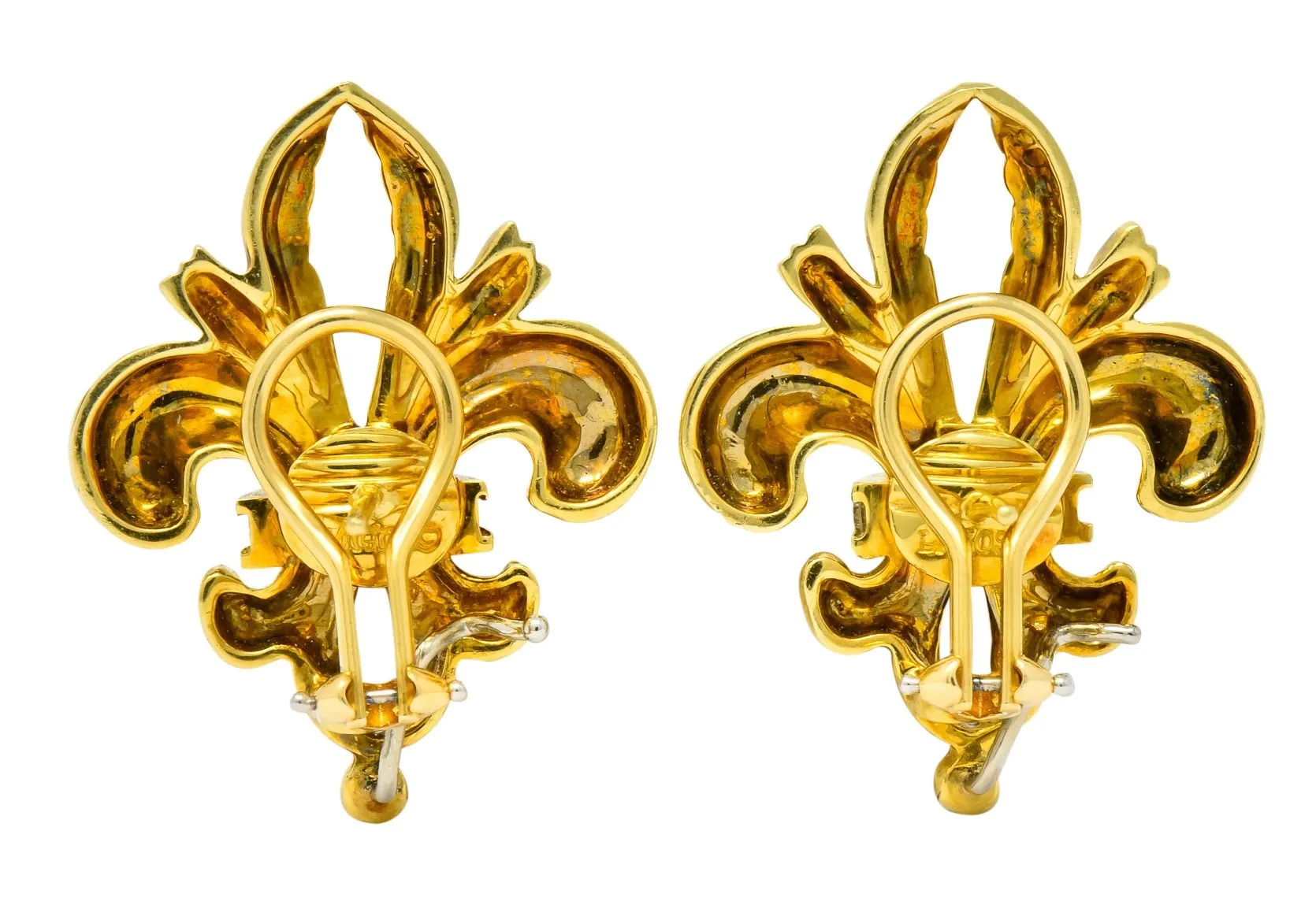 Lagos 1990's Vintage Diamond 18 Karat Gold Fleur-De-Lis Earrings