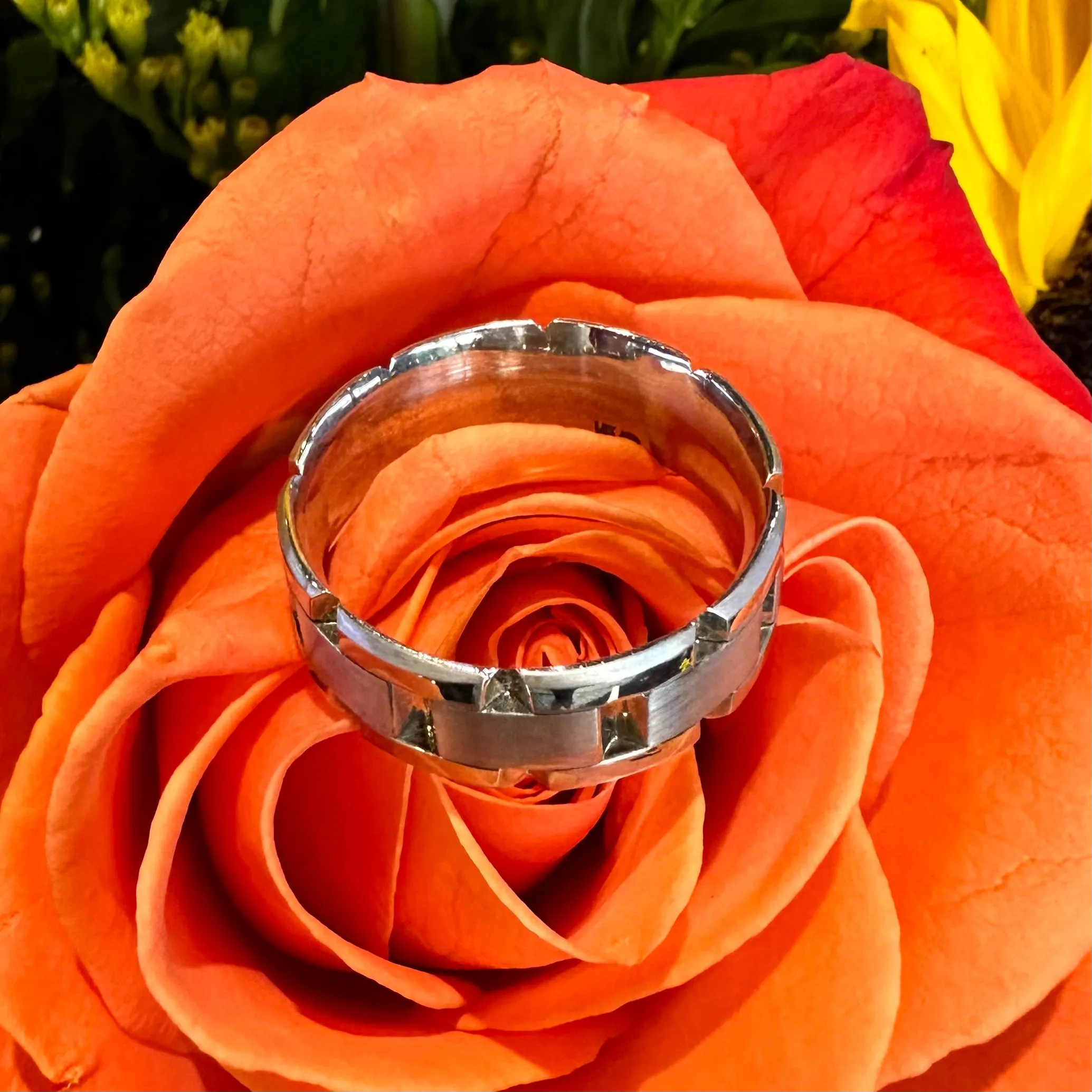 Lance Pierce Fixed Link Rolance Band 14K White Gold Ring
